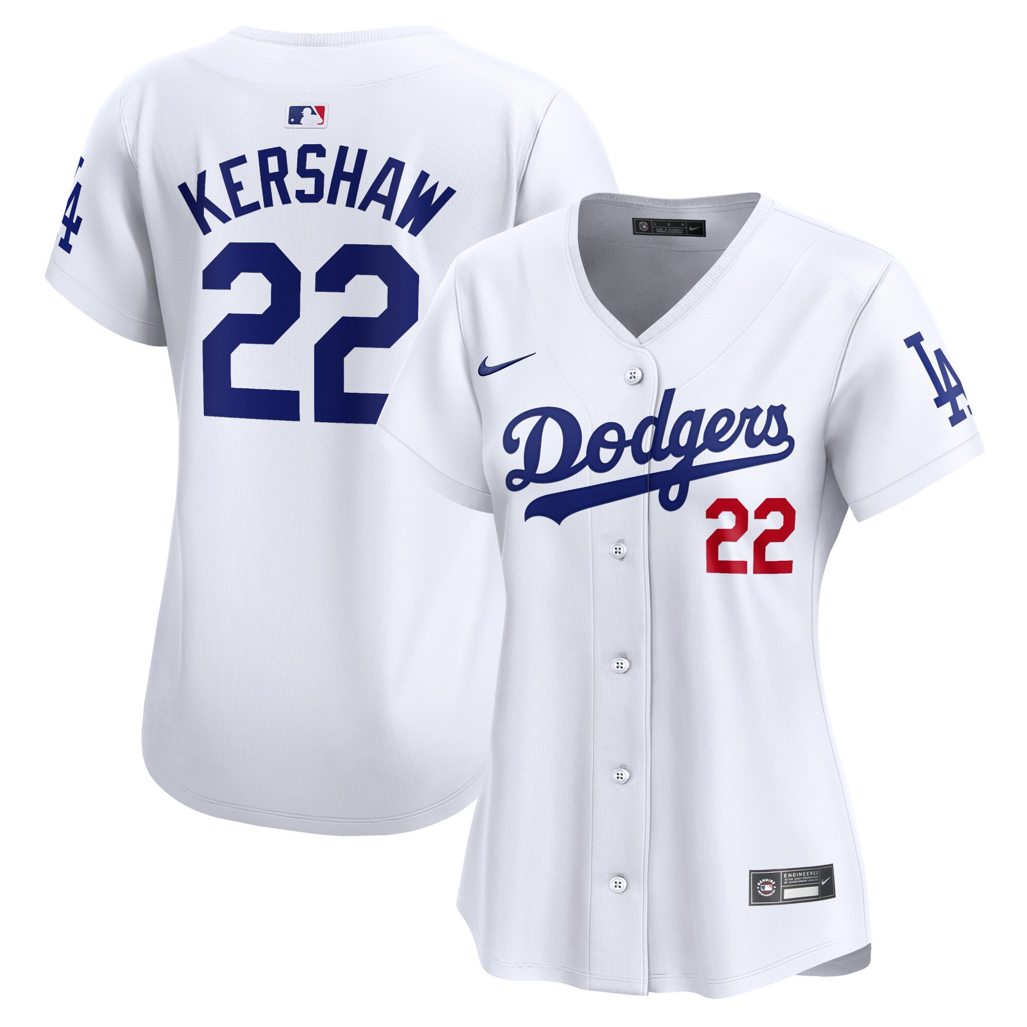 Women's Los Angeles Dodgers Clayton Kershaw White Home Limited Player Baseball Jersey 