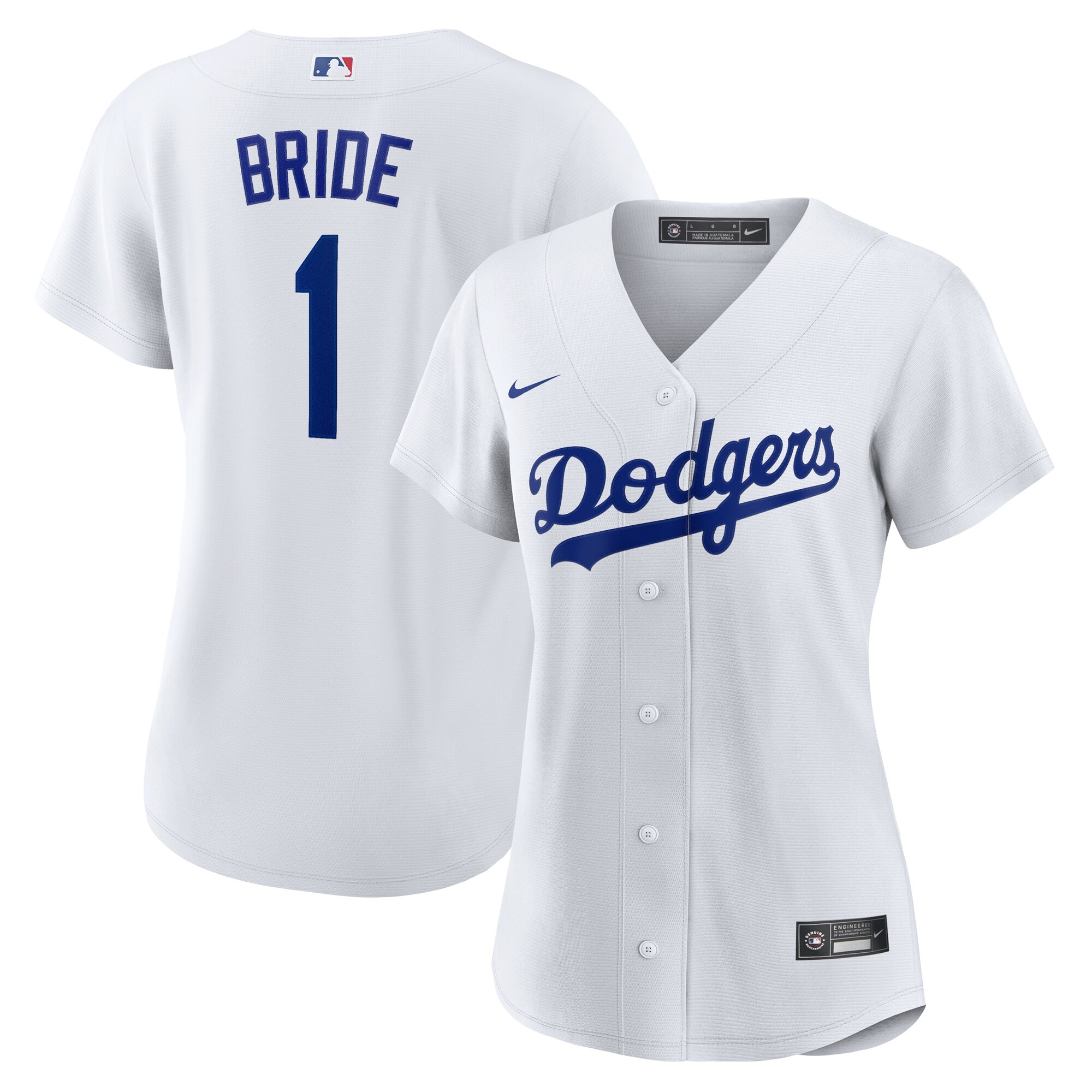 Women's Los Angeles Dodgers White #1 Bride Home Baseball Jersey 