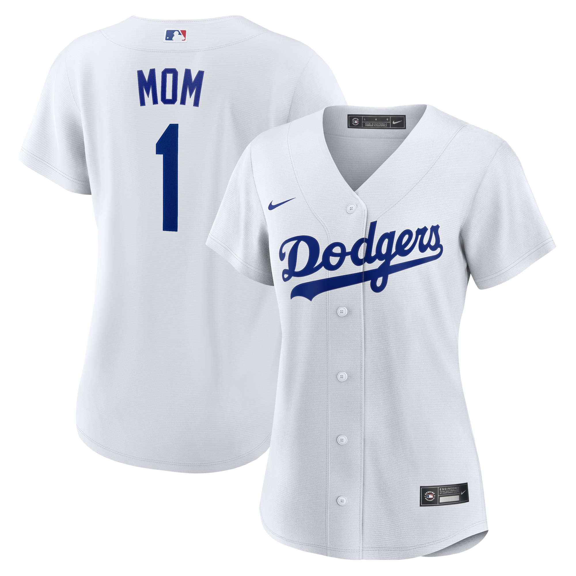 Women's Los Angeles Dodgers White #1 Mom Home Baseball Jersey 