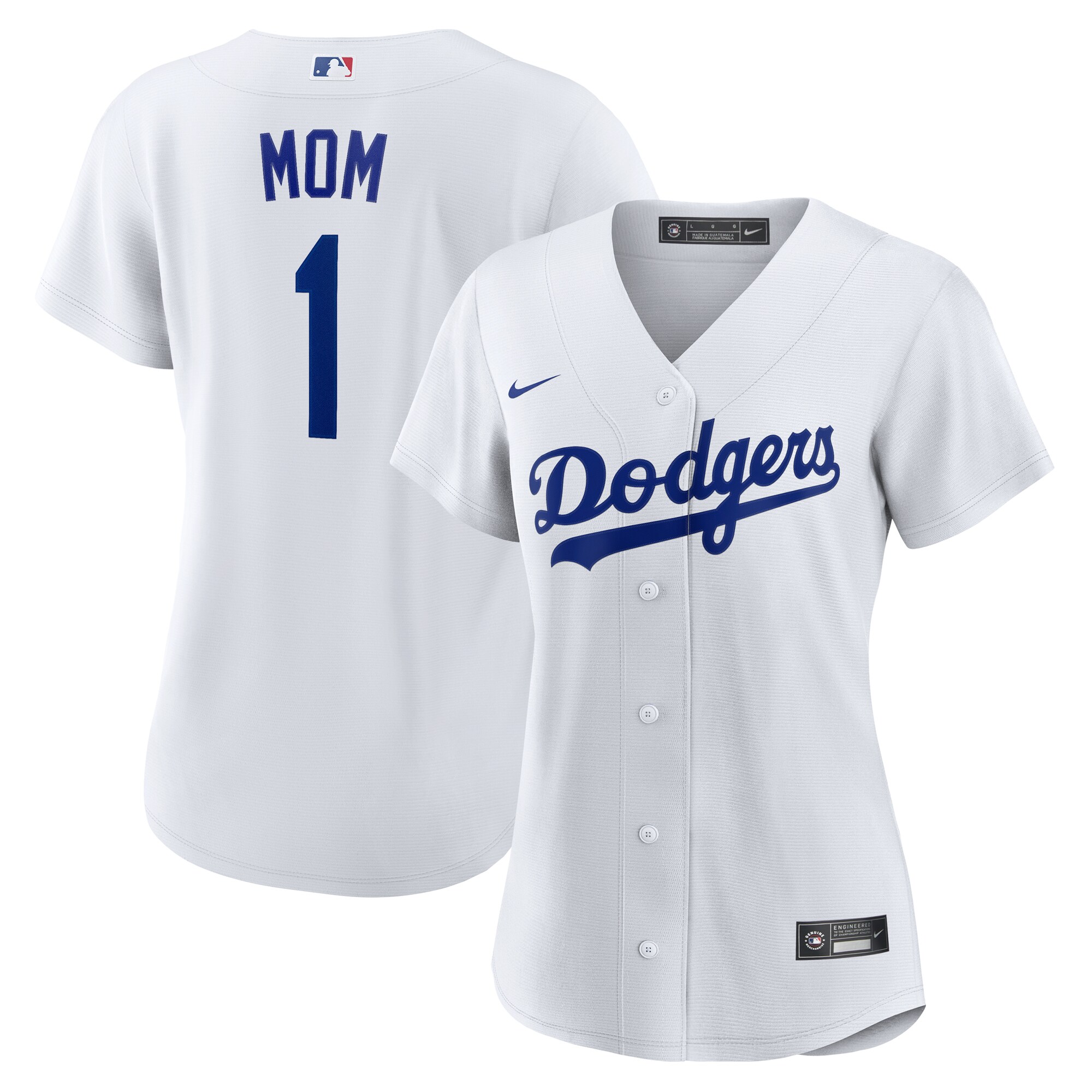 Women's Los Angeles Dodgers White #1 Mom Home Baseball Jersey 