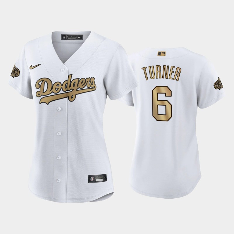 Women's Los Angeles Dodgers White 6 Trea Turner Baseball Jersey 