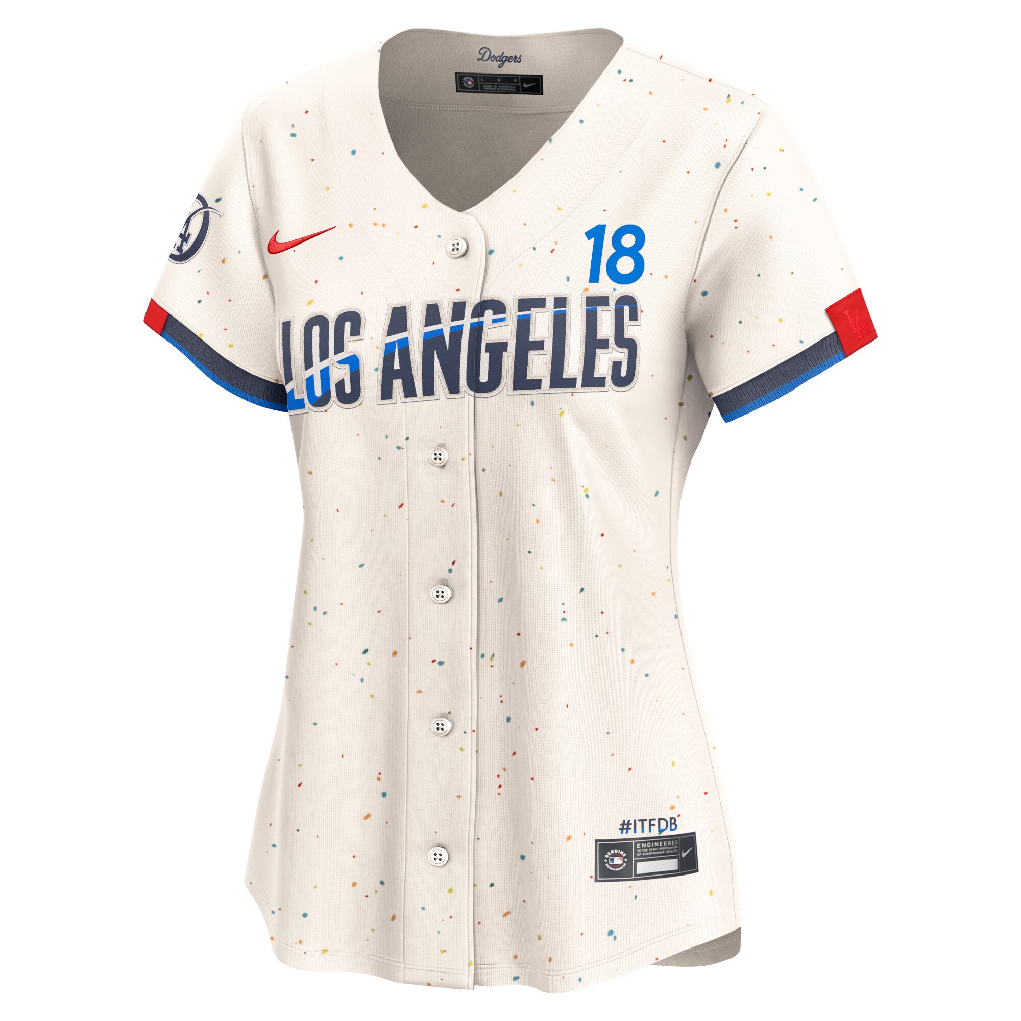 Alternative view of Women's Los Angeles Dodgers Yoshinobu Yamamoto Cream 2024 City Connect Limited Player Baseball Jersey 