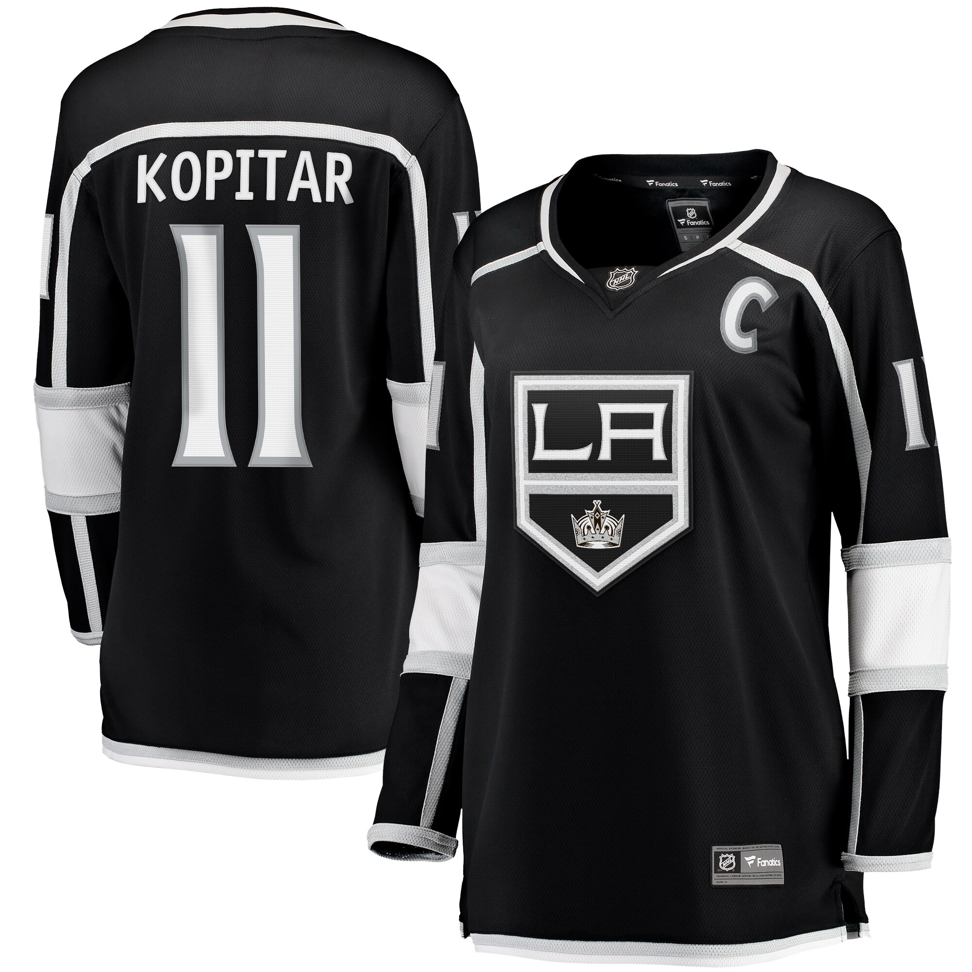 Women's Los Angeles Kings Anze Kopitar Black Home Captain Patch Breakaway Player Hockey Jersey - JS484 