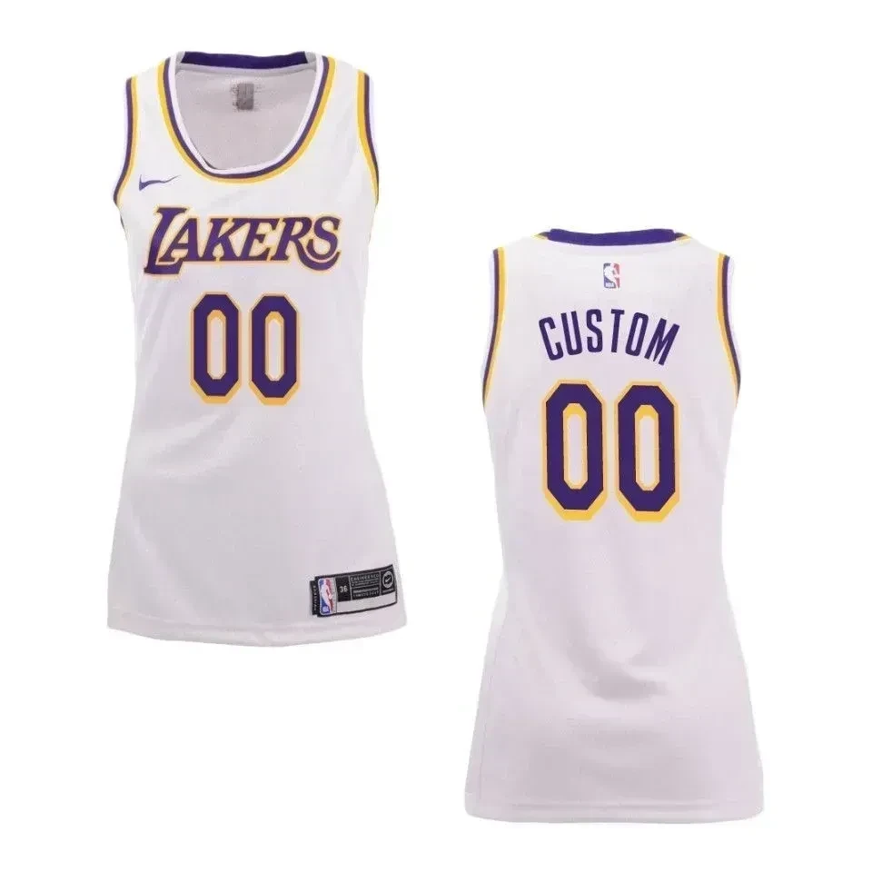 Women's Los Angeles Lakers 00 Custom Association Swingman Basketball Jersey - White - JS132 