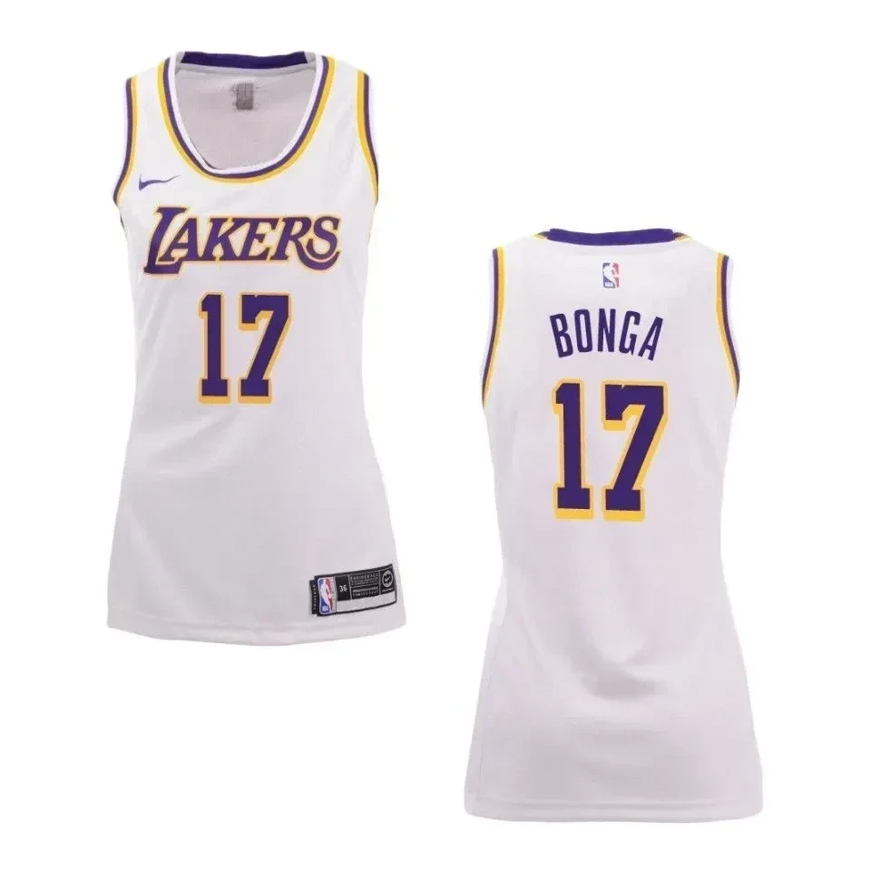 Women's Los Angeles Lakers 17 Isaac Bonga Association Swingman Basketball Jersey - White - JS754 