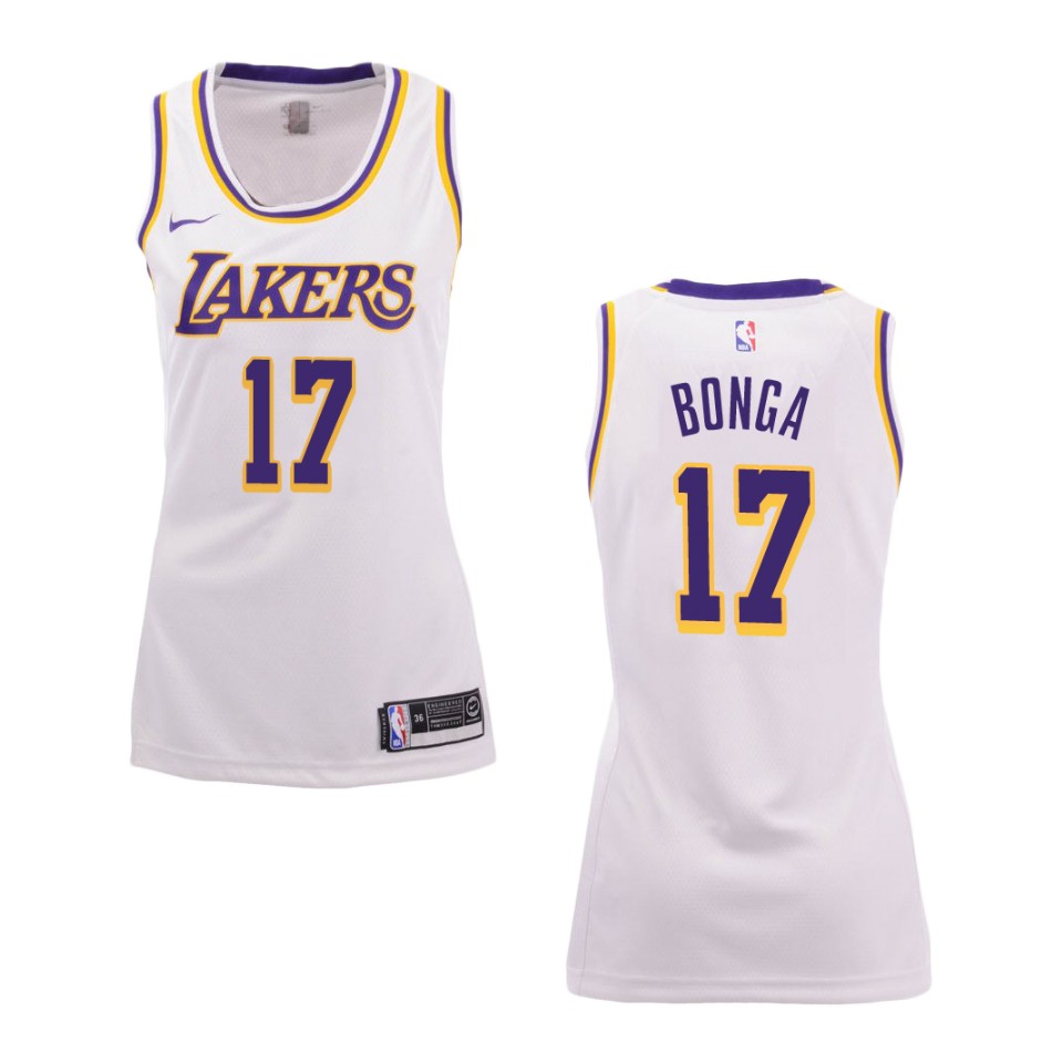Women's Los Angeles Lakers #17 Isaac Bonga Association Swingman Basketball Jersey - White