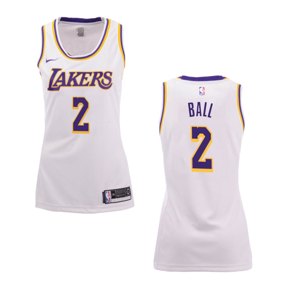 Women's Los Angeles Lakers #2 Lonzo Ball Association Swingman Basketball Jersey - White