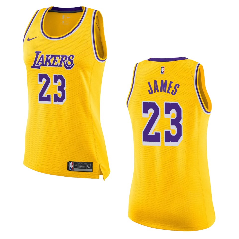 Women's Los Angeles Lakers #23 Lebron James Icon Swingman Basketball Jersey - Gold