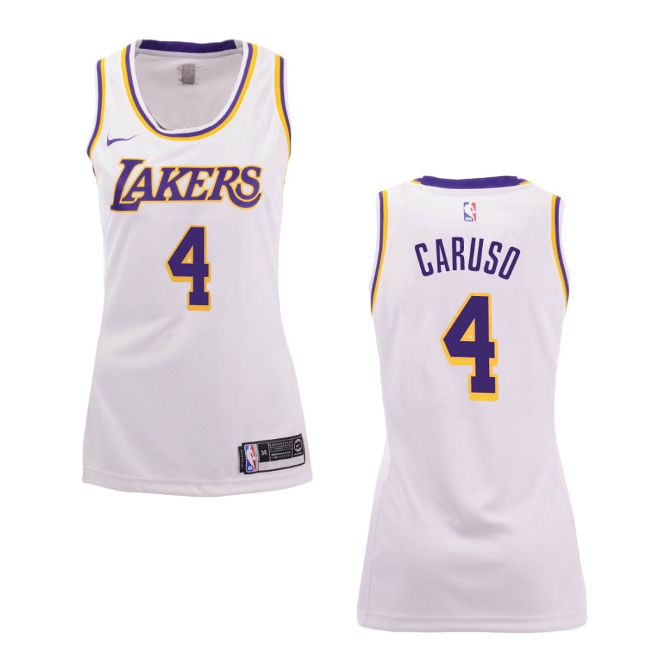 Women's Los Angeles Lakers #4 Alex Caruso Association Swingman Basketball Jersey - White