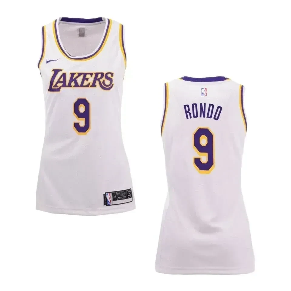 Women's Los Angeles Lakers 9 Rajon Rondo Association Swingman Basketball Jersey - White - JS437 