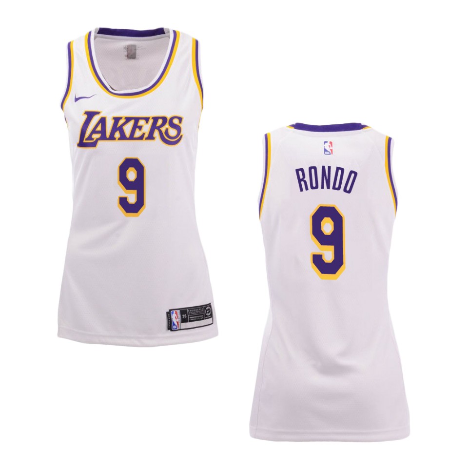 Women's Los Angeles Lakers #9 Rajon Rondo Association Swingman Basketball Jersey - White