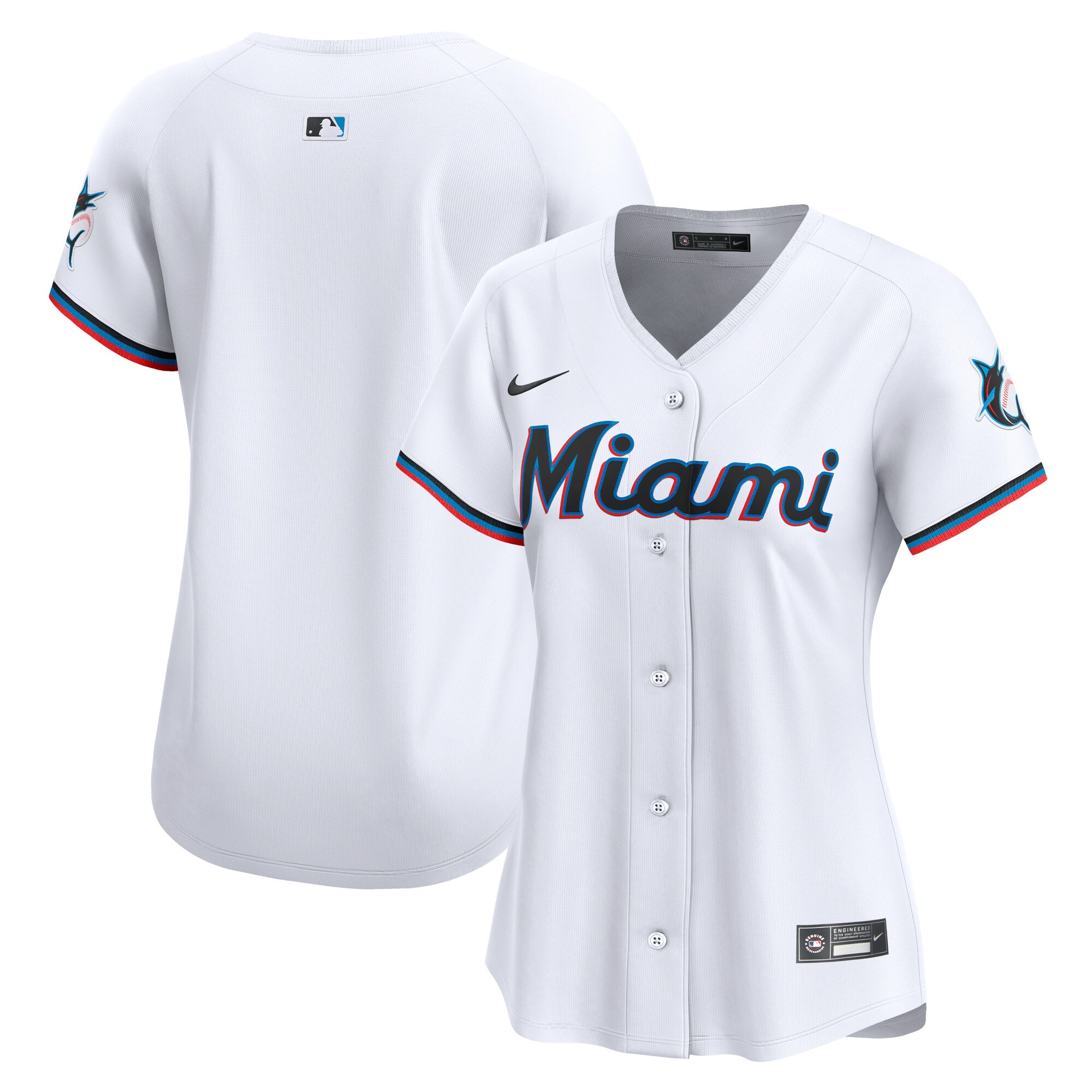 Women's Miami Marlins White Home Limited Baseball Jersey 