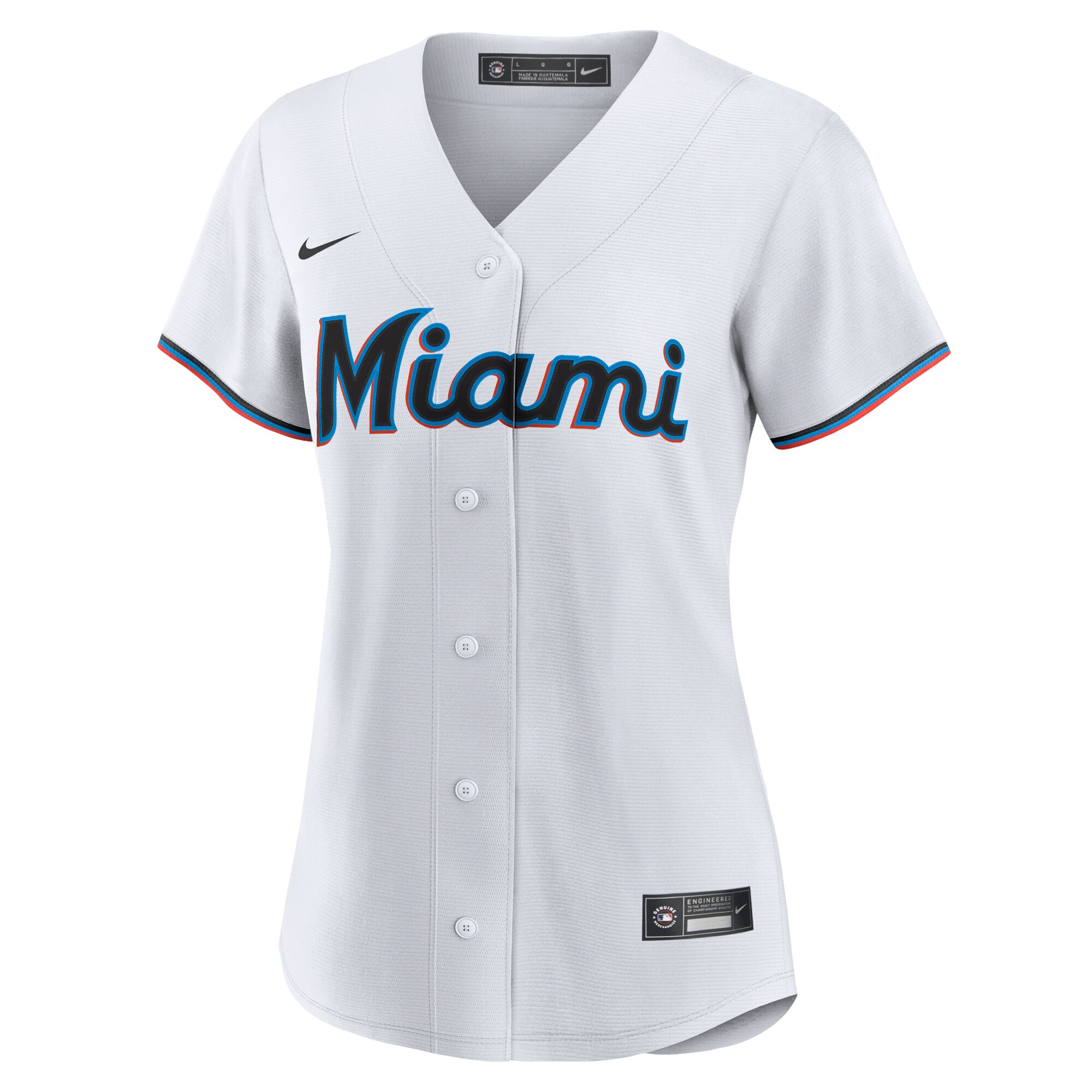 Alternative view of Women's Miami Marlins White Team Baseball Jersey 