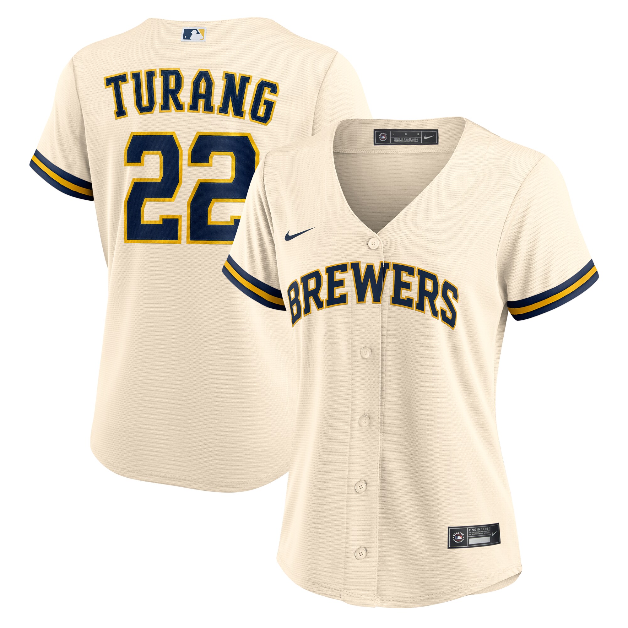 Women's Milwaukee Brewers Brice Turang White Home Baseball Jersey 