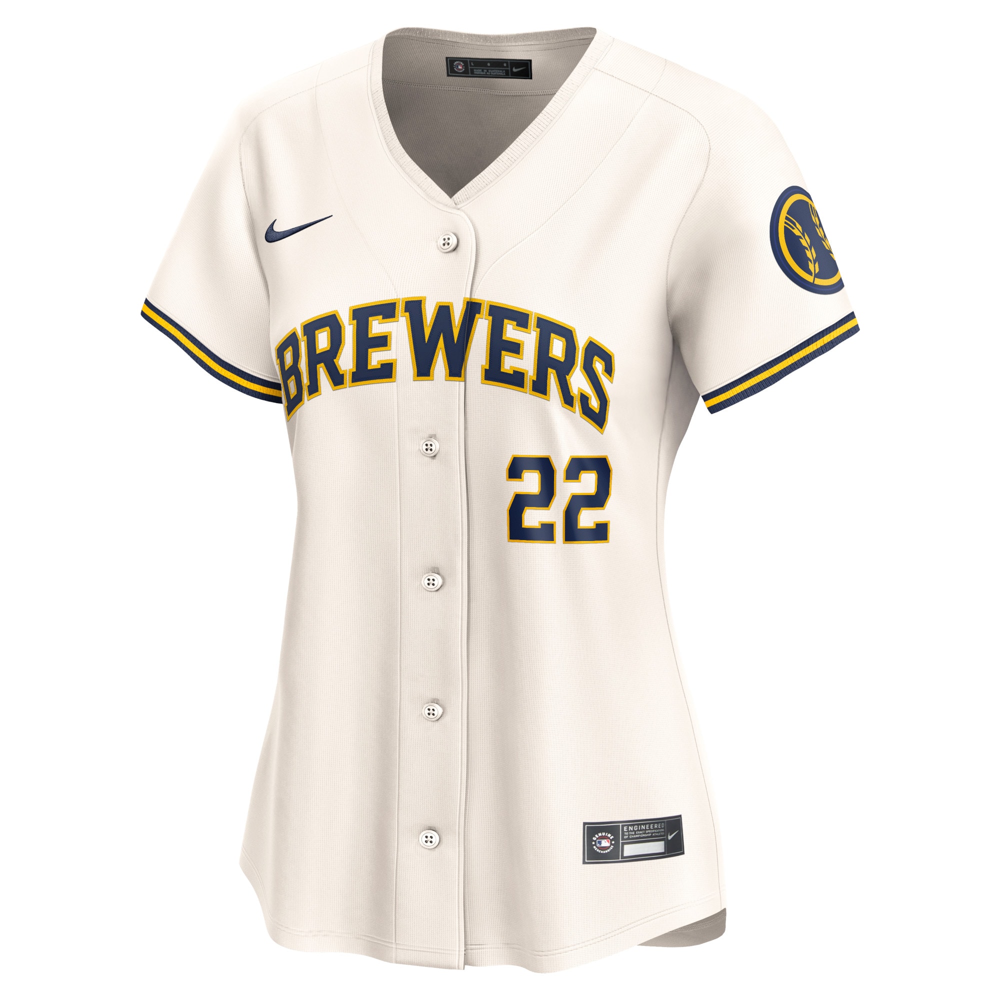 Alternative view of Women's Milwaukee Brewers Christian Yelich Cream Home Limited Player Baseball Jersey 