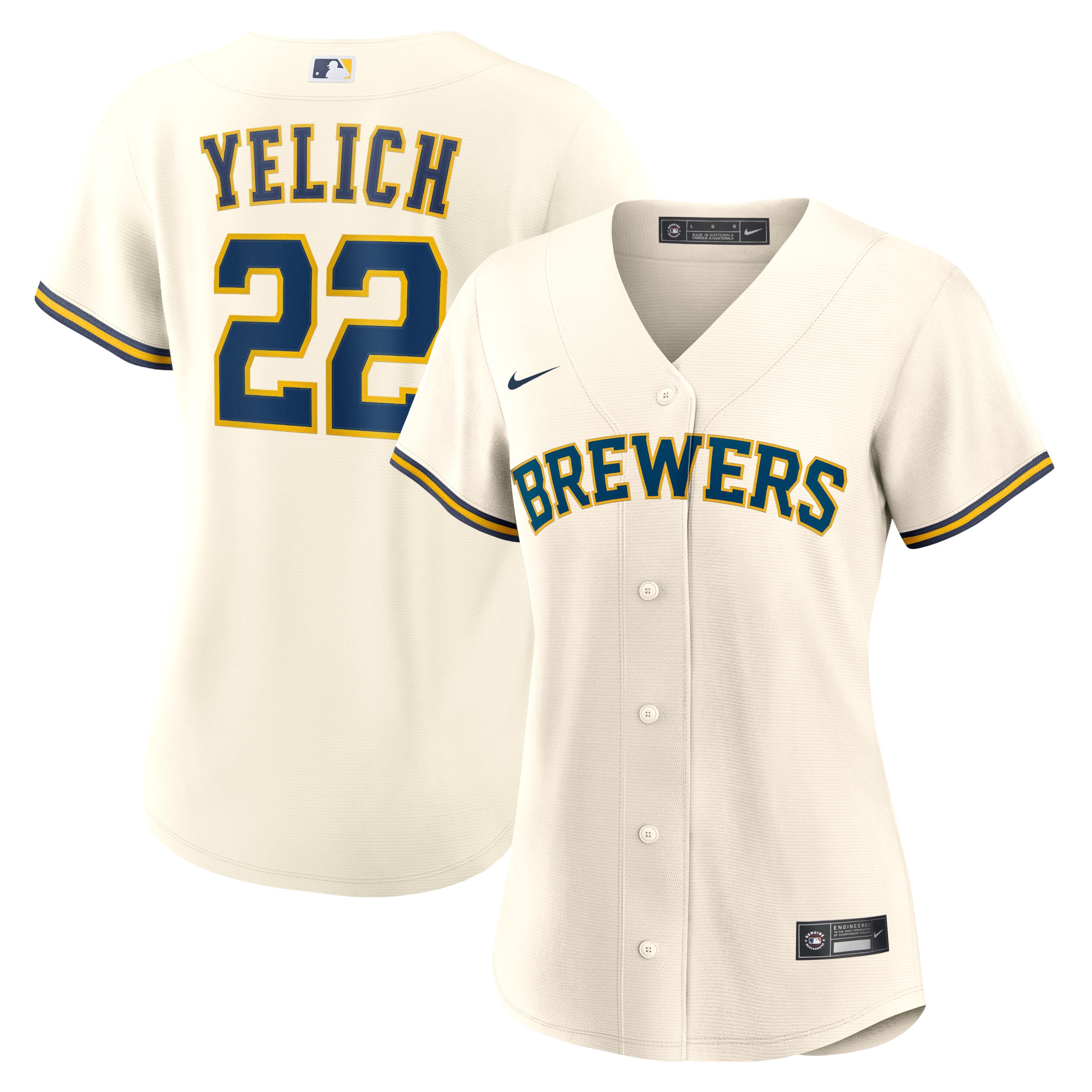 Women's Milwaukee Brewers Christian Yelich Cream Home Player Baseball Jersey 