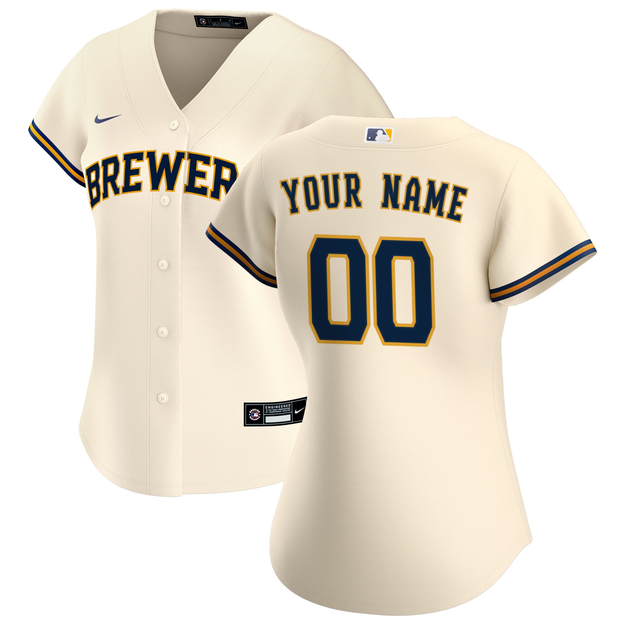 Women's Milwaukee Brewers Cream Home Custom Baseball Jersey 