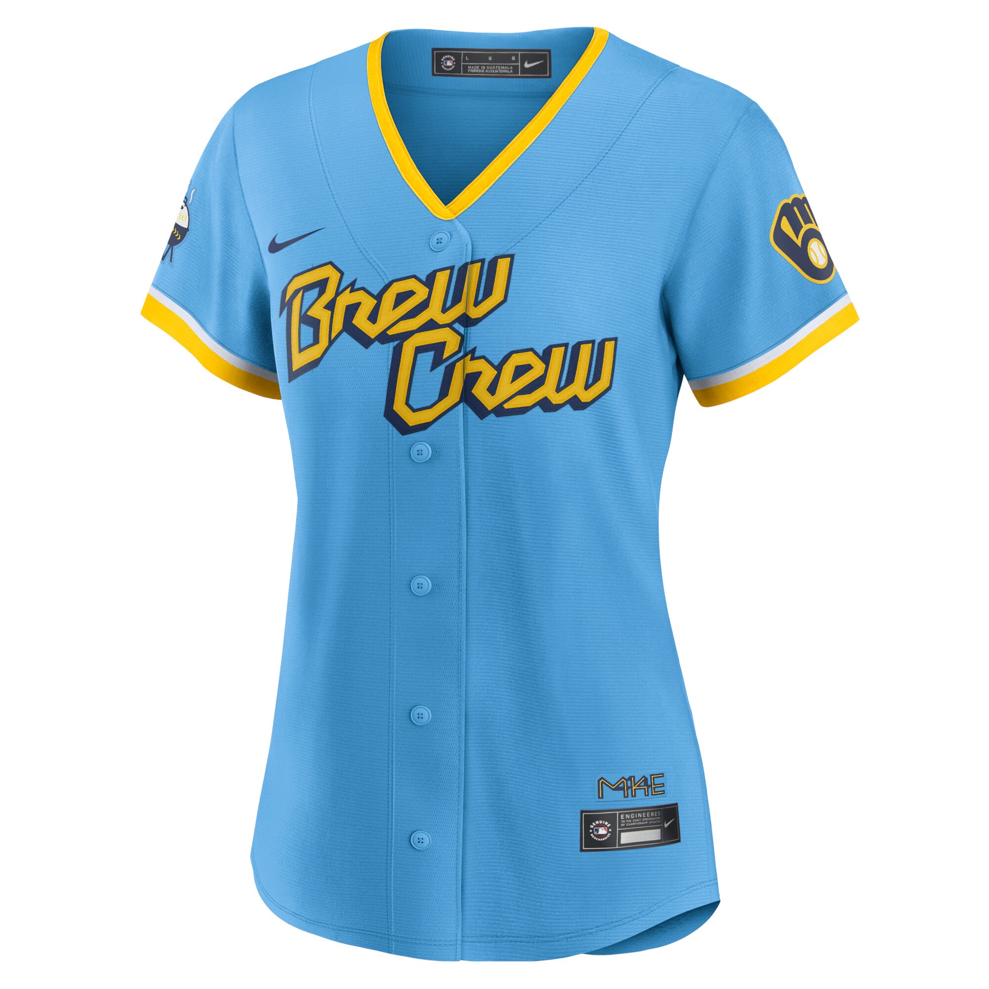 Alternative view of Women's Milwaukee Brewers Powder Blue City Connect Team Baseball Jersey 
