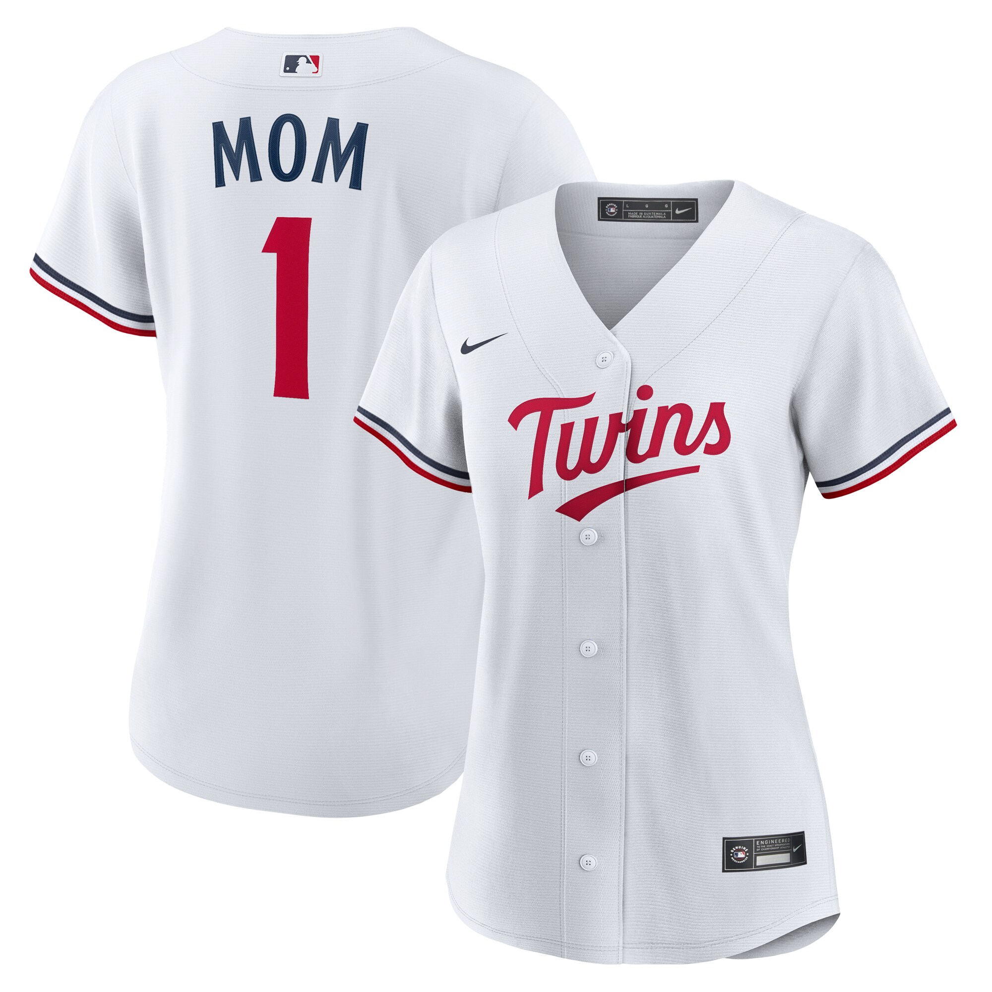 Women's Minnesota Twins White #1 Mom Home Baseball Jersey 