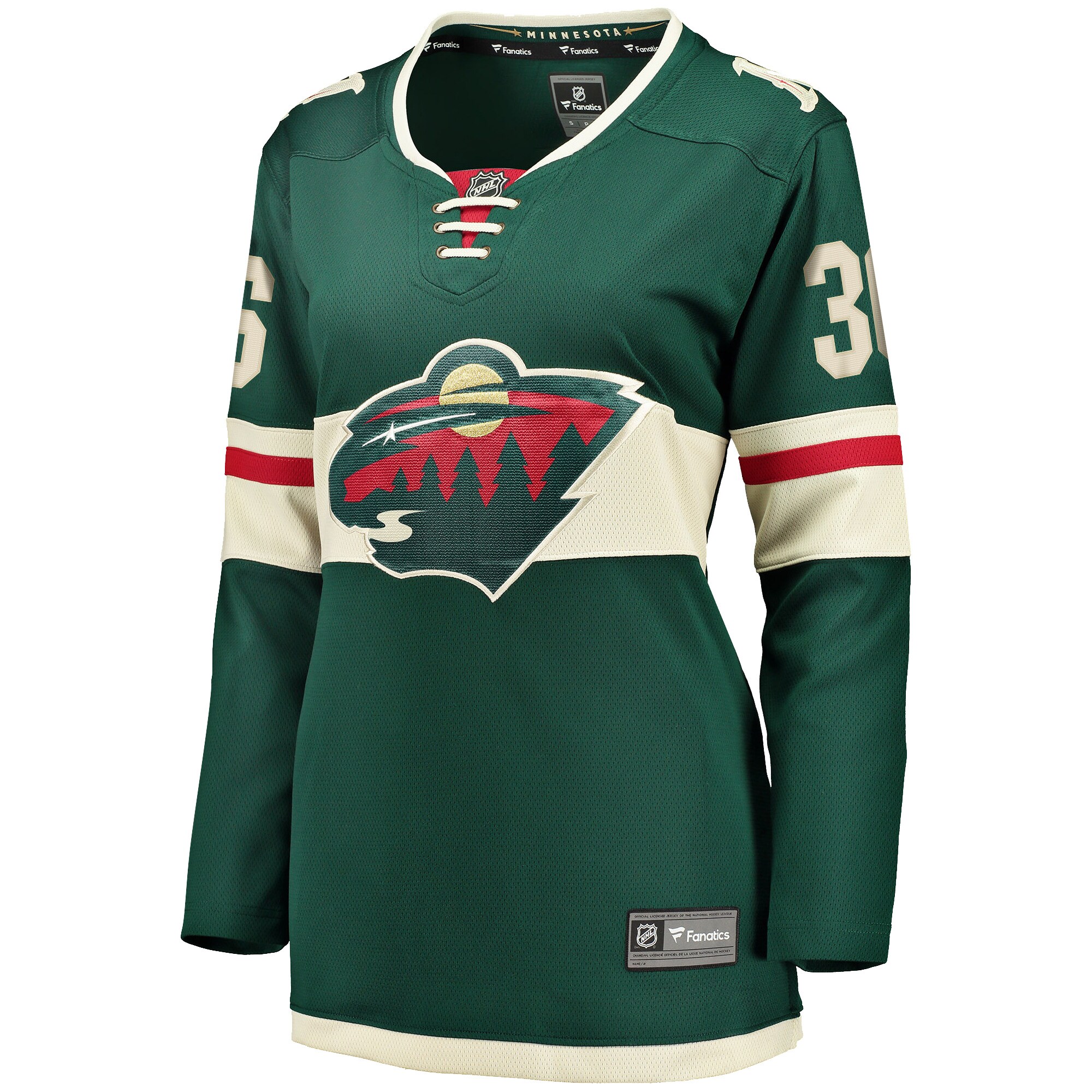 Alternative view of Women's Minnesota Wild Mats Zuccarello Green Breakaway Player Hockey Jersey - JS690 