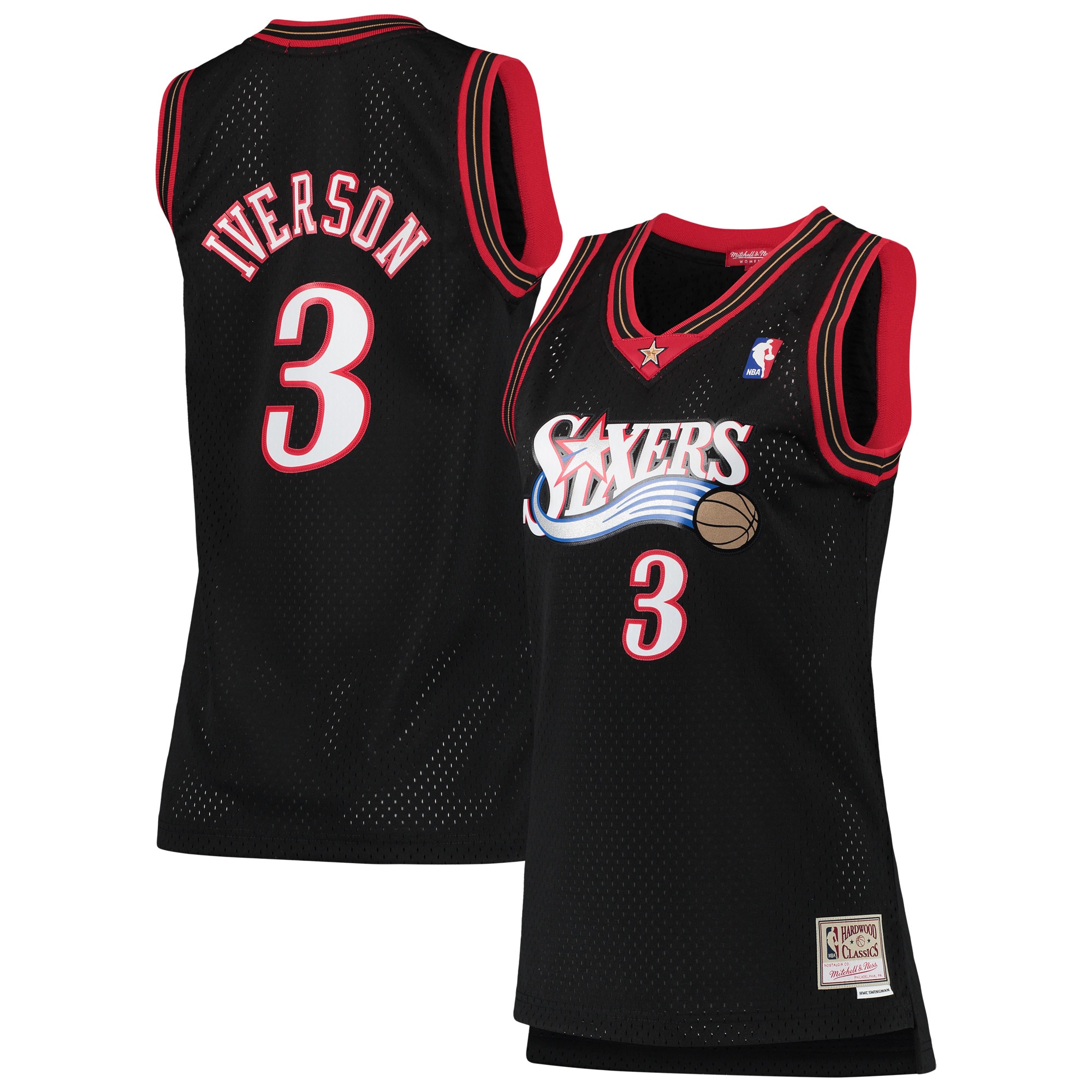 Women's Mitchell & Ness Allen Iverson Black Philadelphia 76ers 2000-01 Hardwood Classics Swingman Basketball Jersey