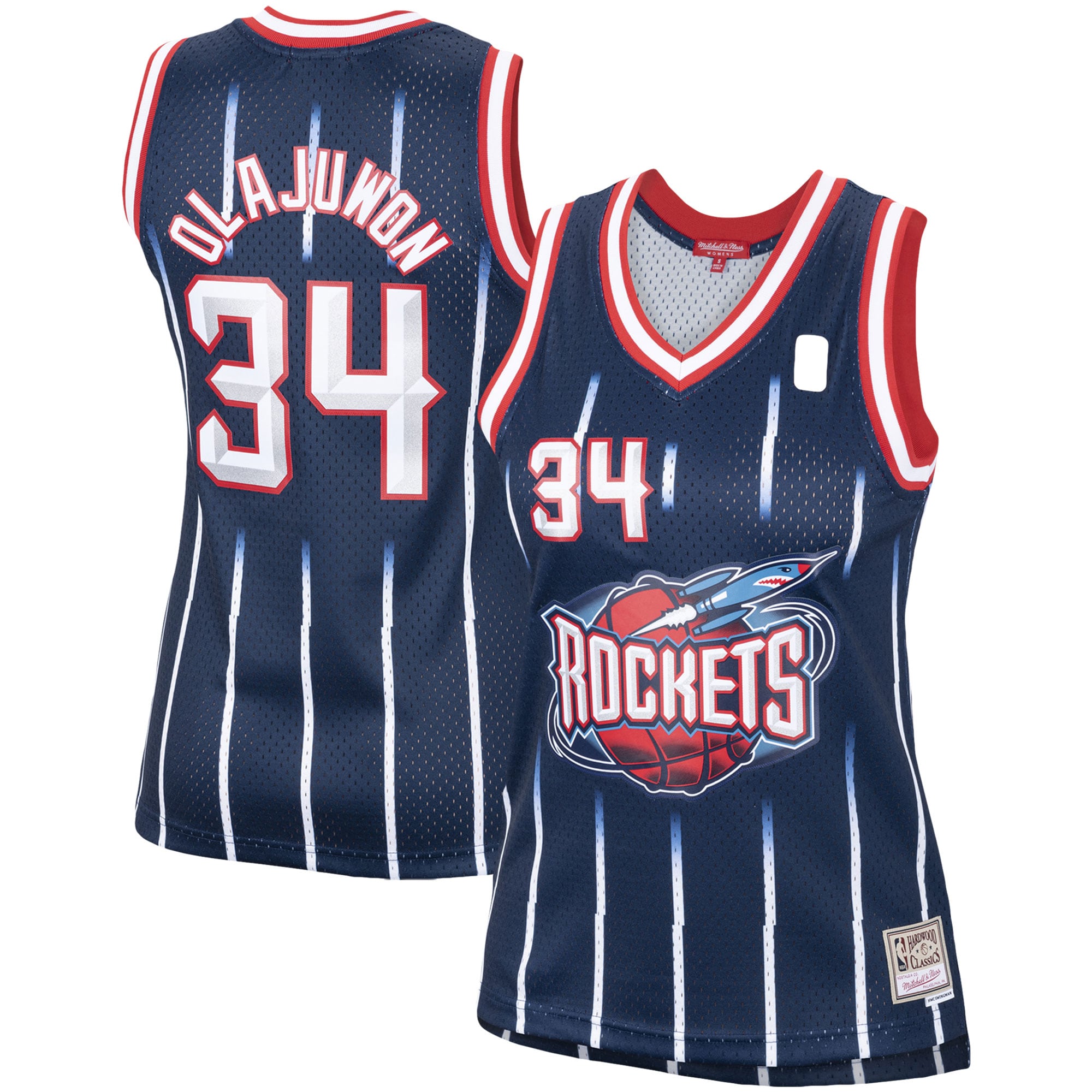 Women's Mitchell & Ness Hakeem Olajuwon Navy Houston Rockets Hardwood Classics Swingman Basketball Jersey