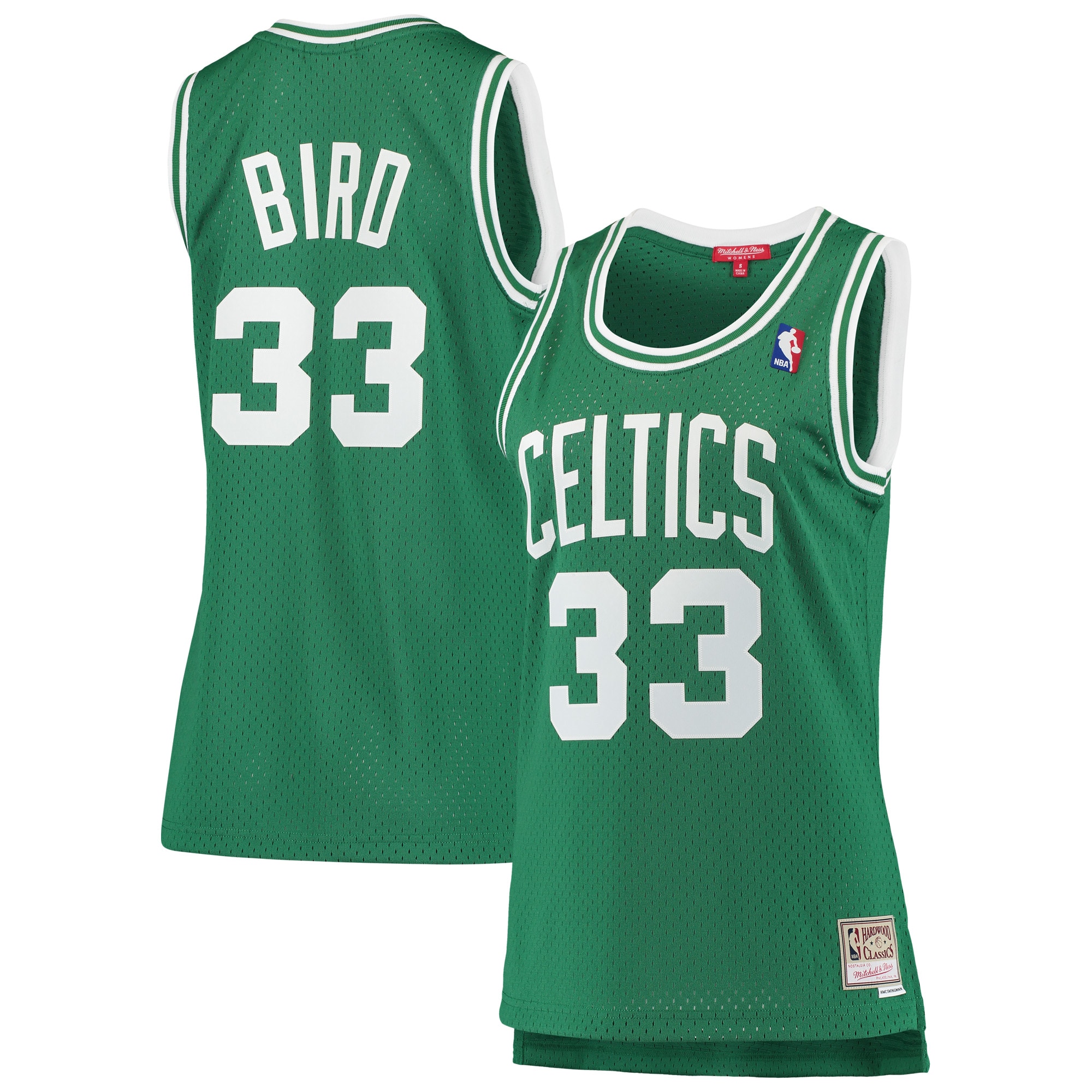 Women's Mitchell & Ness Larry Bird Kelly Green Boston Celtics 1985-86 Hardwood Classics Swingman Basketball Jersey - JS585 