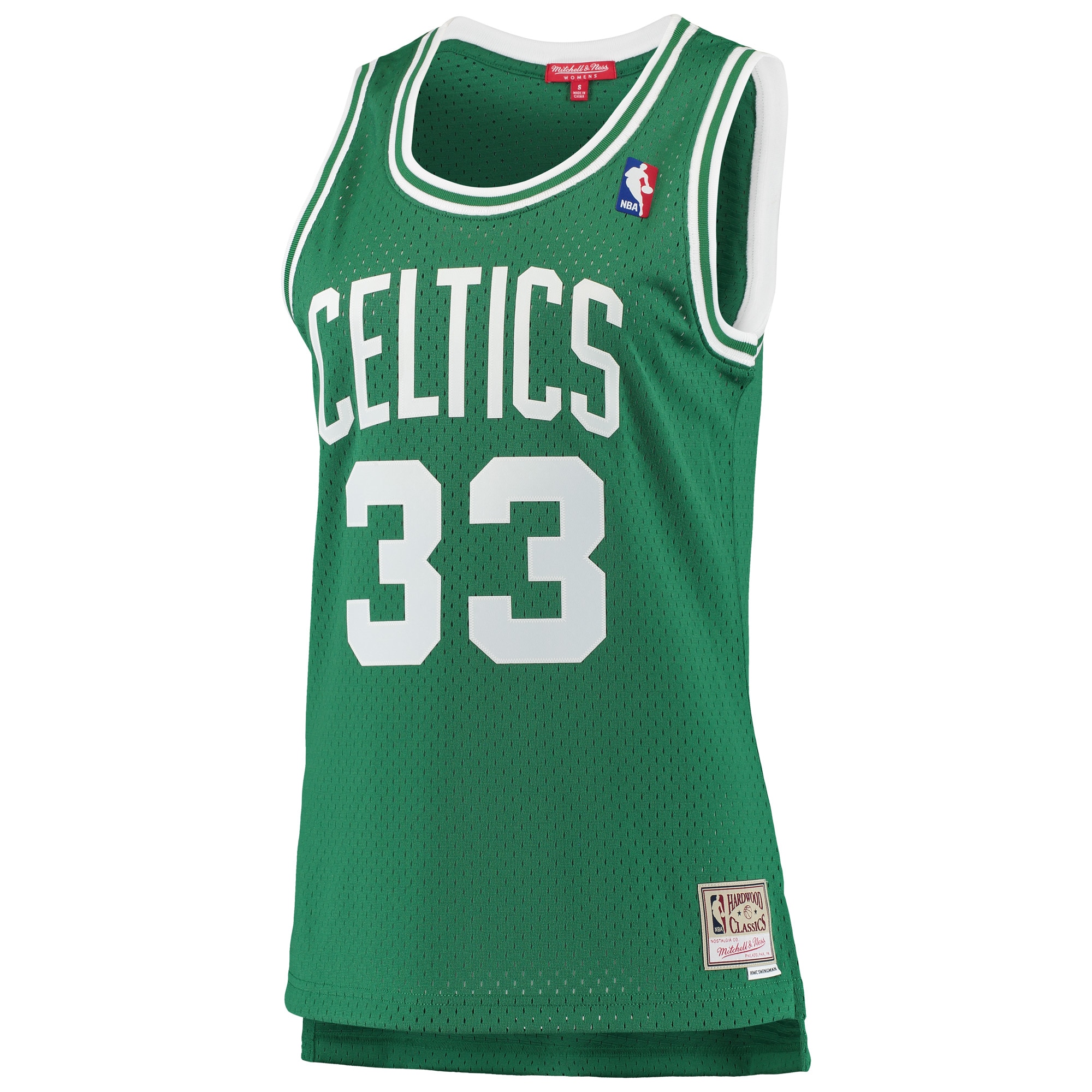 Alternative view of Women's Mitchell & Ness Larry Bird Kelly Green Boston Celtics 1985-86 Hardwood Classics Swingman Basketball Jersey - JS585 