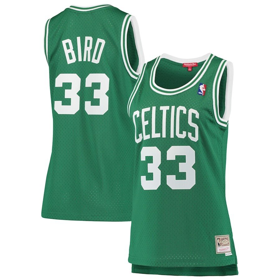 Women’s Mitchell & Ness Larry Bird Kelly Green Boston Celtics 1985-86 Hardwood Classics Swingman Basketball Jersey