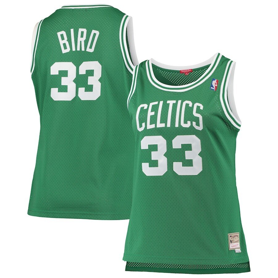 Women's Mitchell & Ness Larry Bird Kelly Green Boston Celtics Plus Size Swingman Basketball Jersey