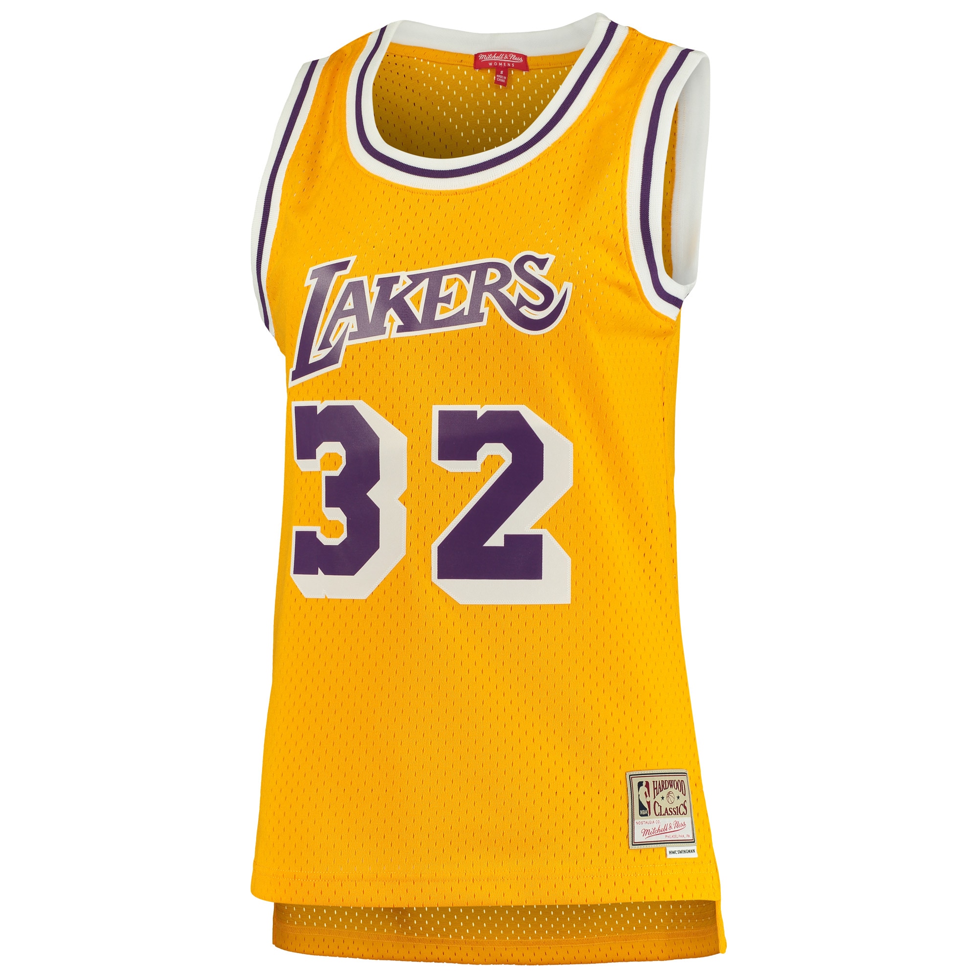 Alternative view of Women's Mitchell & Ness Magic Johnson Gold Los Angeles Lakers 1984-85 Hardwood Classics Swingman Basketball Jersey - JS580 