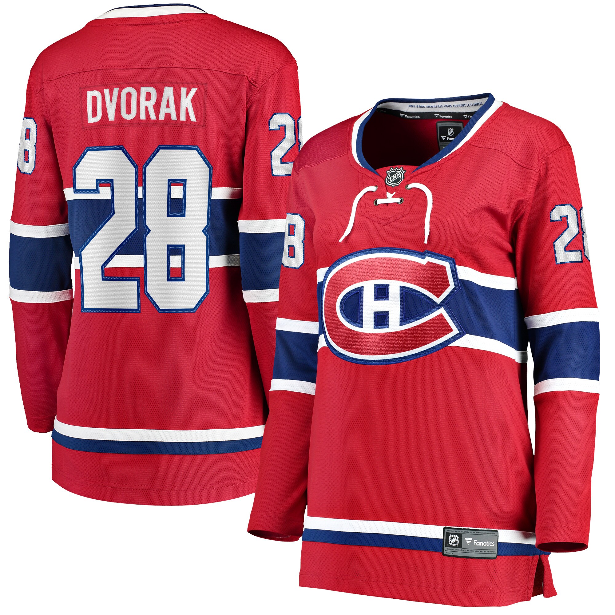Women's Montreal Canadiens Christian Dvorak Red Home Breakaway Player Hockey Jersey - JS589 