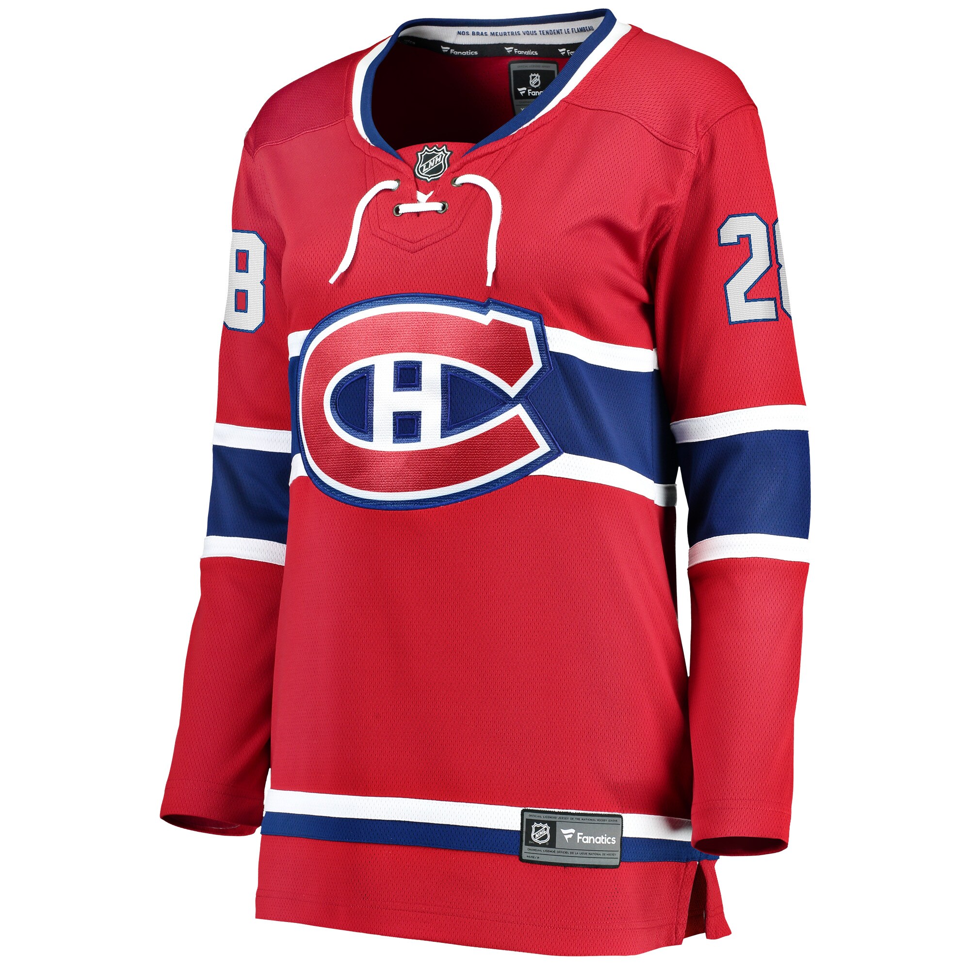 Alternative view of Women's Montreal Canadiens Christian Dvorak Red Home Breakaway Player Hockey Jersey - JS589 