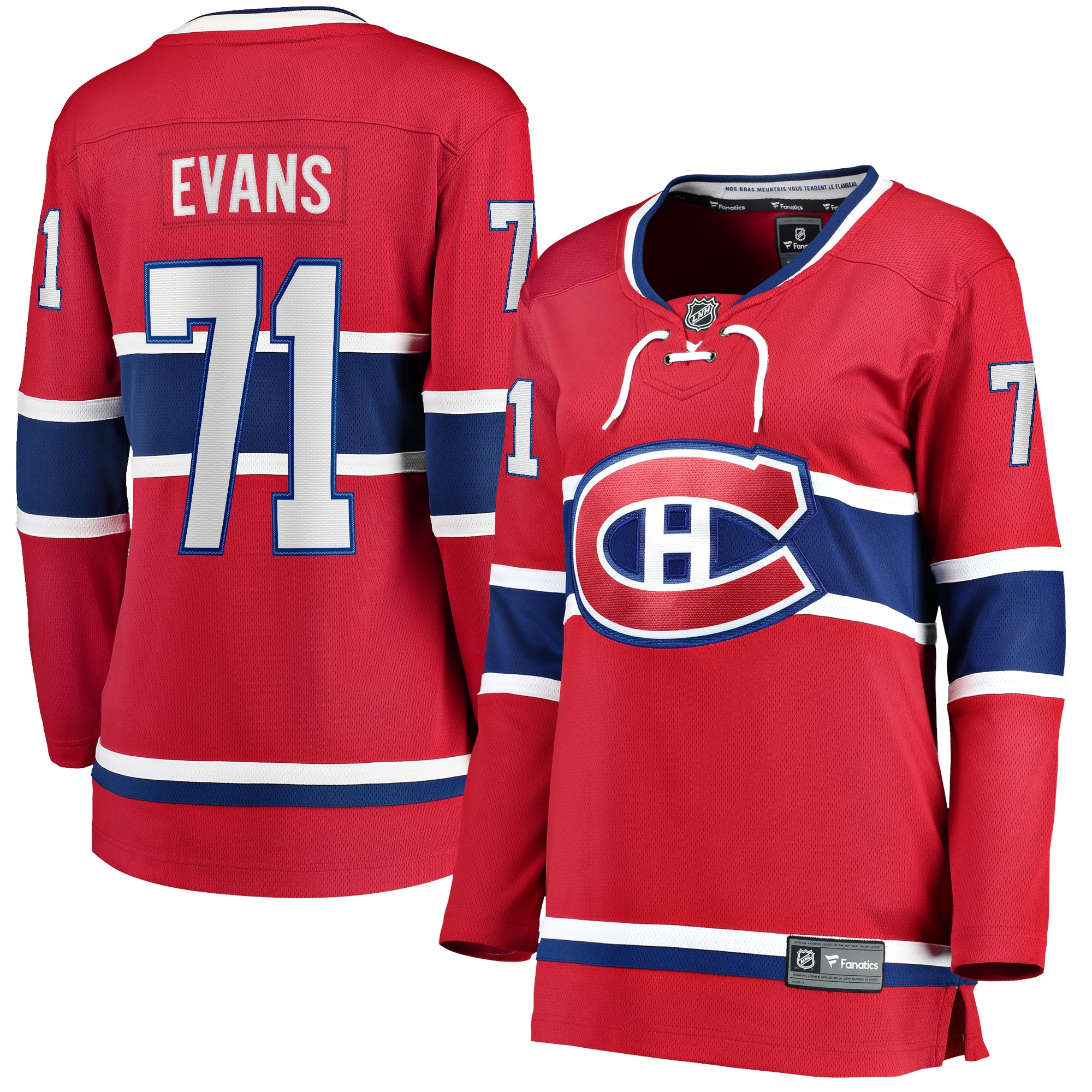 Women's Montreal Canadiens Jake Evans Red Home Breakaway Player Hockey Jersey - JS601 
