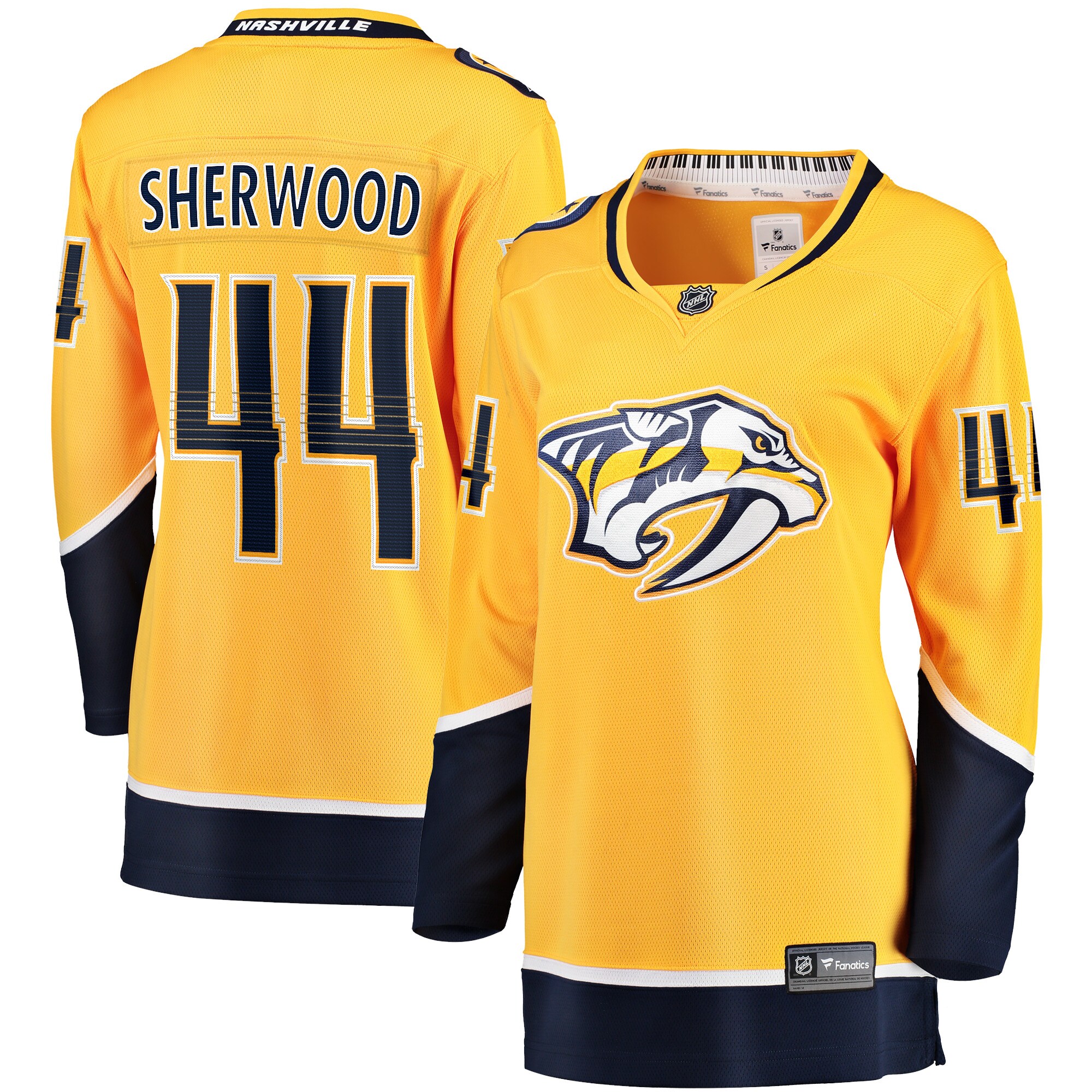 Women's Nashville Predators Kiefer Sherwood Gold Home Breakaway Player Hockey Jersey - JS518 