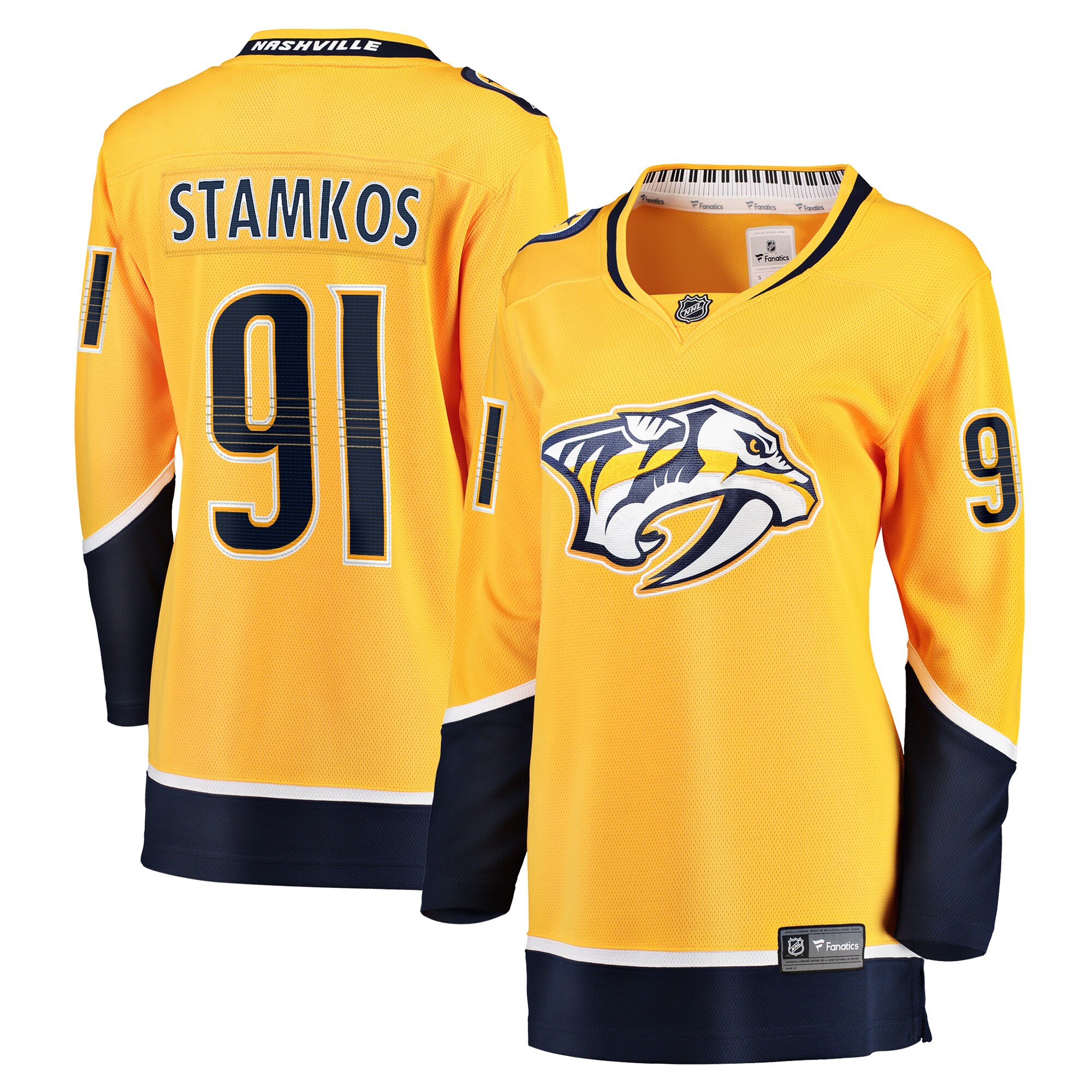 Women's Nashville Predators Steven Stamkos Gold Home Premier Breakaway Player Hockey Jersey - JS630 