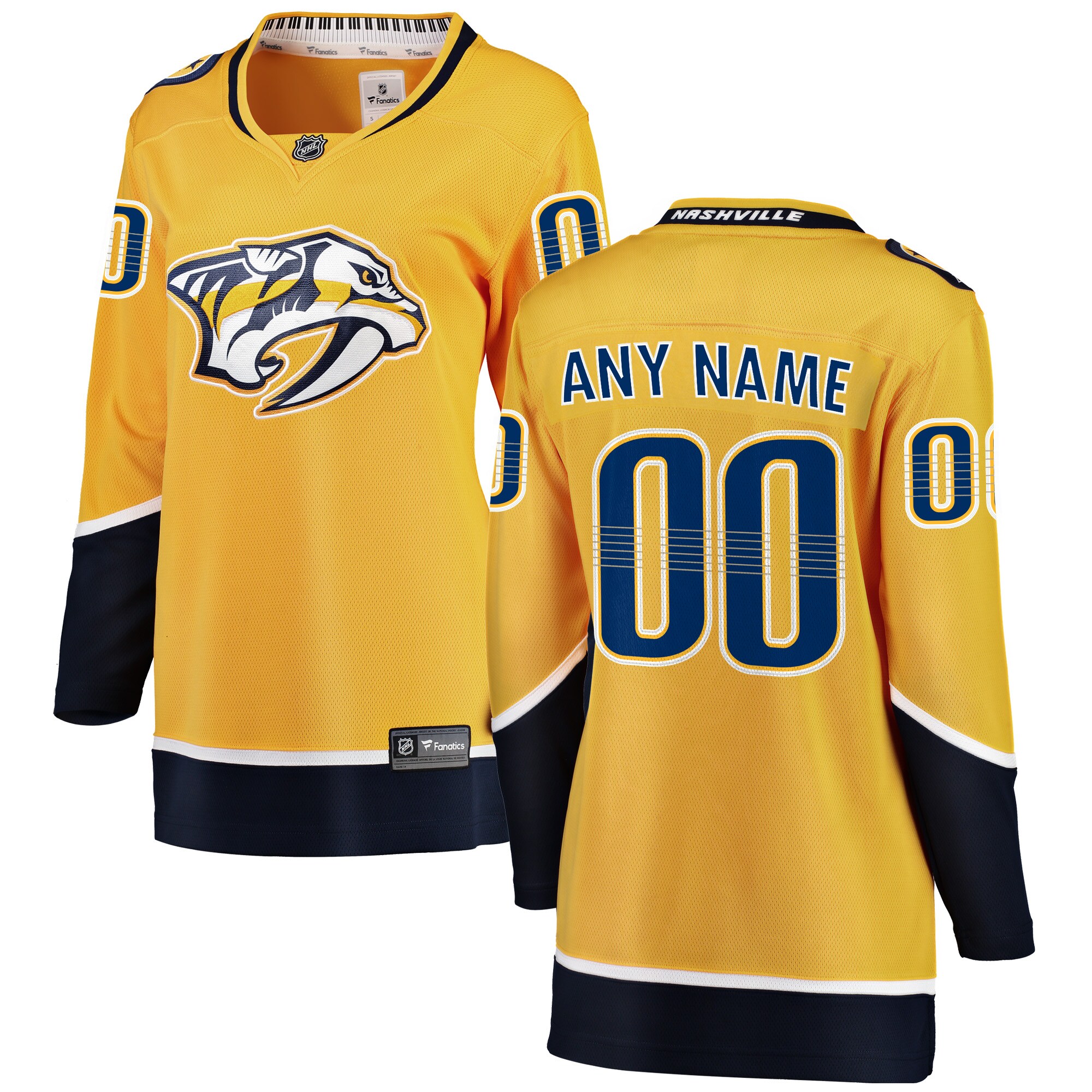 Women's Nashville Predators Yellow Home Breakaway Custom Hockey Jersey - JS637 