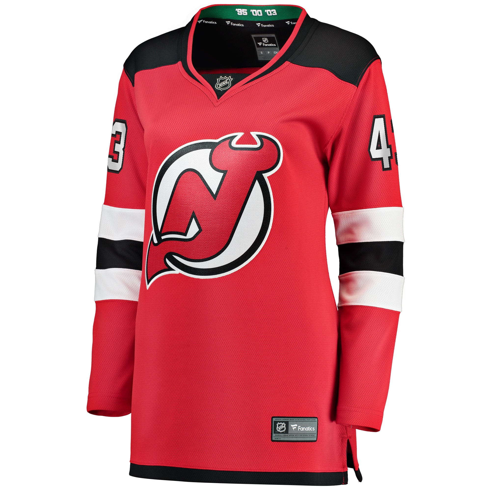Alternative view of Women's New Jersey Devils Luke Hughes Red Home Breakaway Player Jersey - JS173 