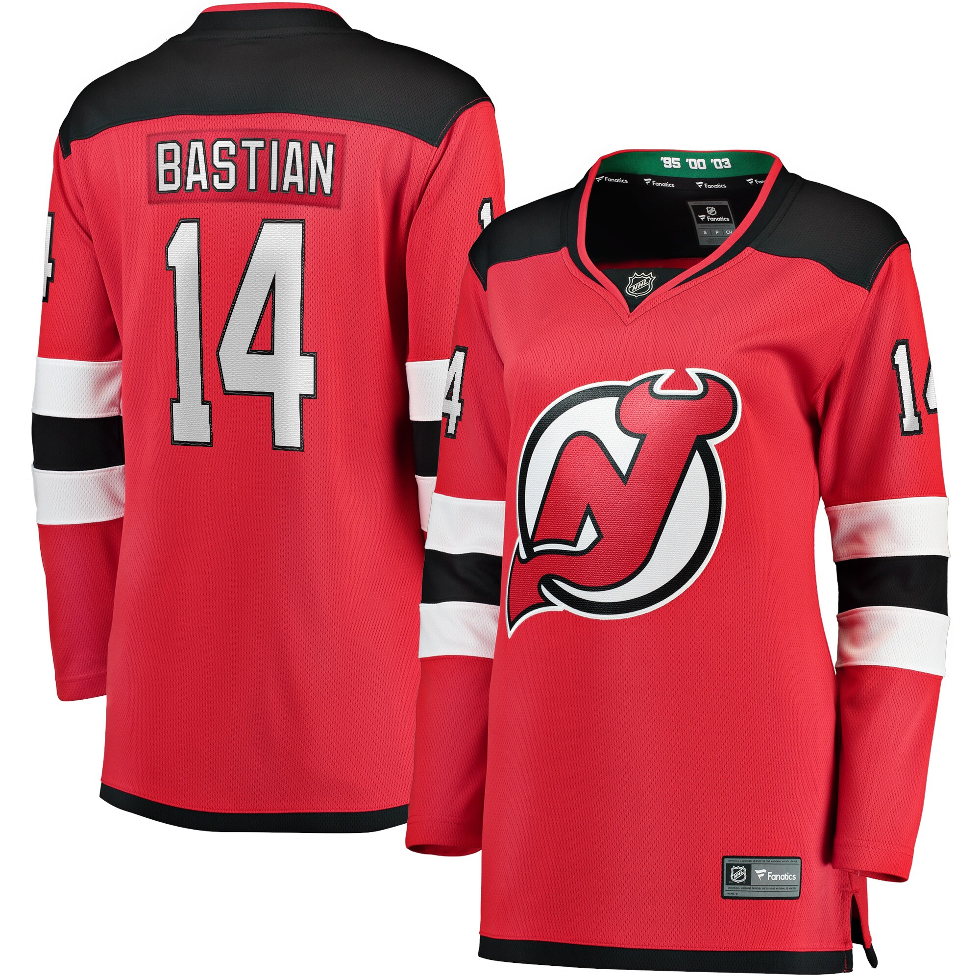 Women's New Jersey Devils Nathan Bastian Red Home Team Breakaway Player Jersey - JS568 