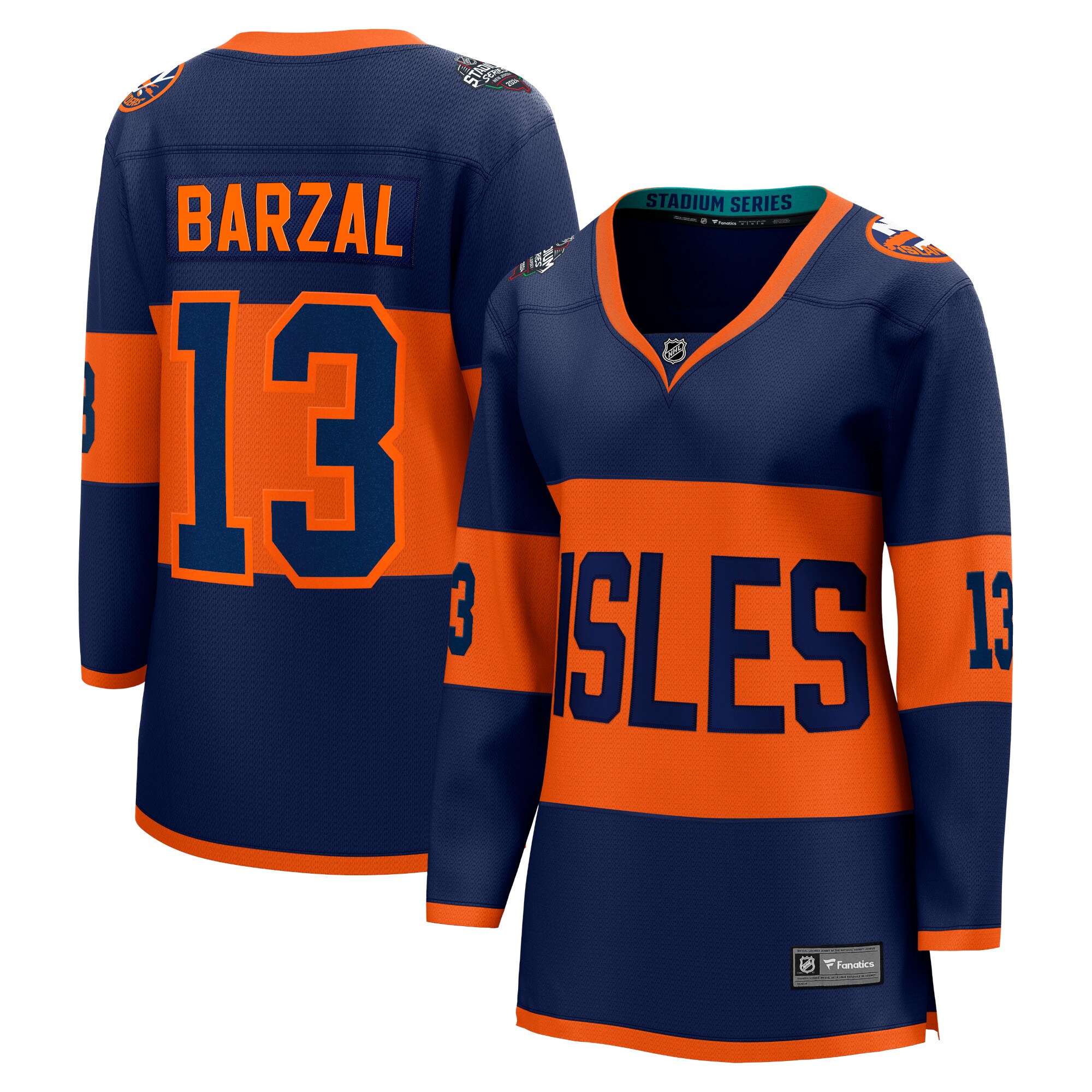 Women's New York Islanders Mathew Barzal Navy 2024 NHL Stadium Series Breakaway Player Hockey Jersey - JS489 