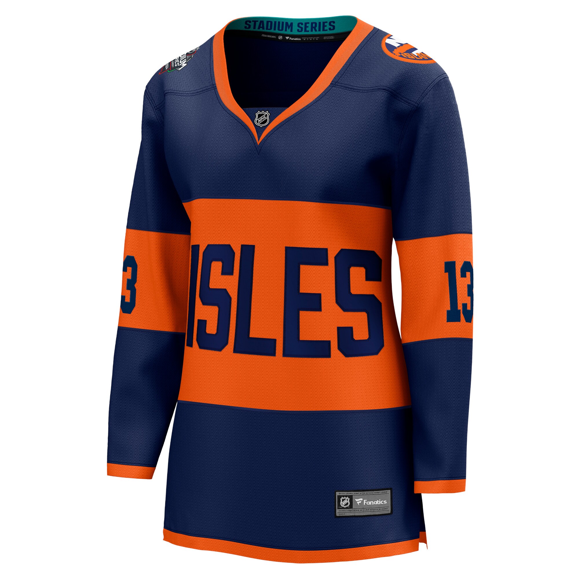 Alternative view of Women's New York Islanders Mathew Barzal Navy 2024 NHL Stadium Series Breakaway Player Hockey Jersey - JS489 