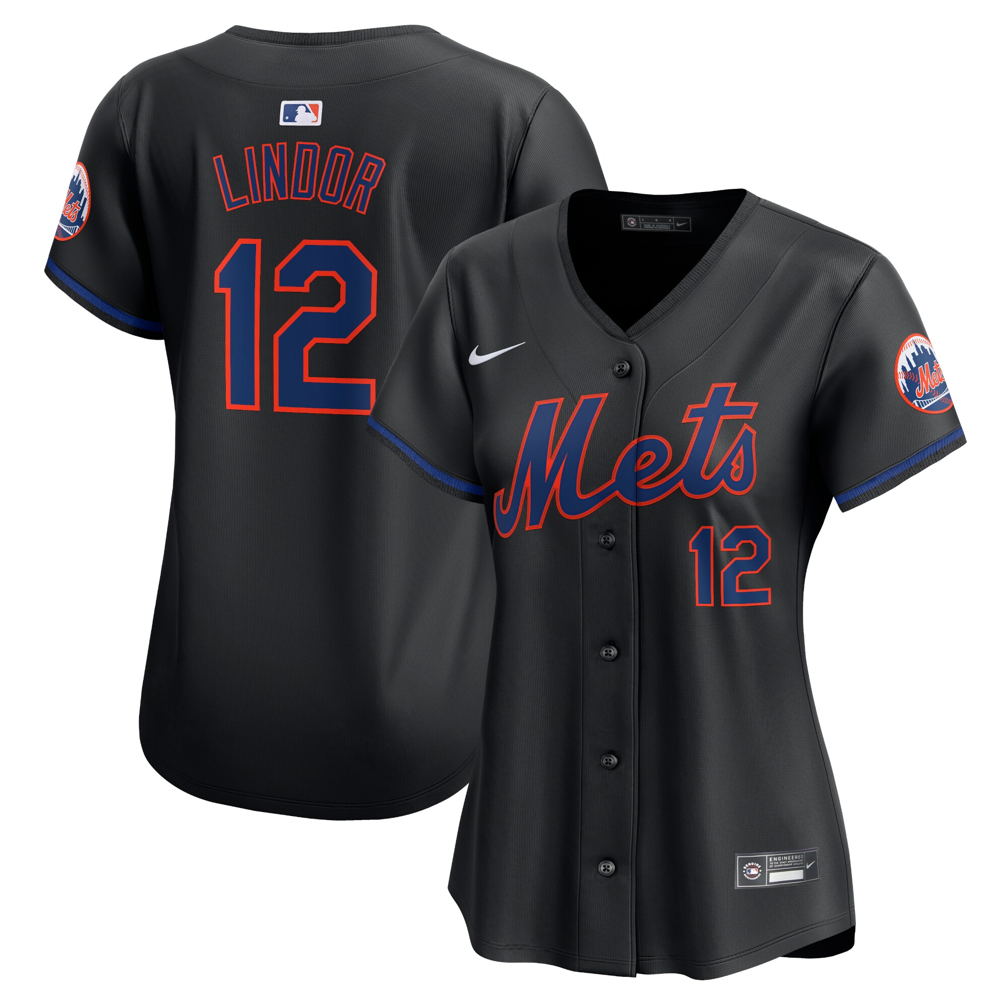 Women's New York Mets Francisco Lindor Black Alternate Limited Player Baseball Jersey 