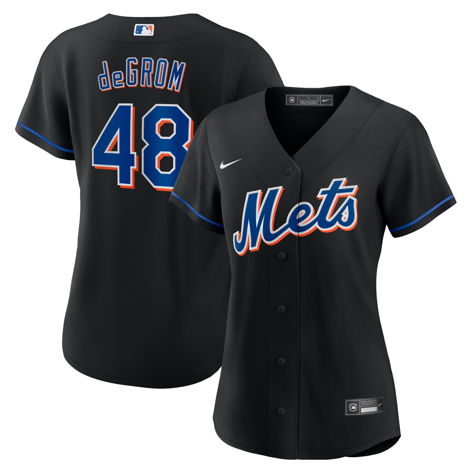 Women's New York Mets Jacob deGrom Black 2022 Alternate Player Baseball Jersey 