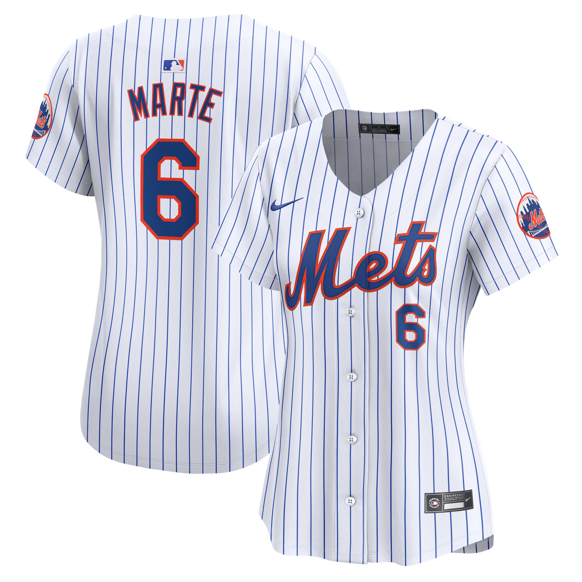 Women's New York Mets Starling Marte White Home Limited Player Baseball Jersey 