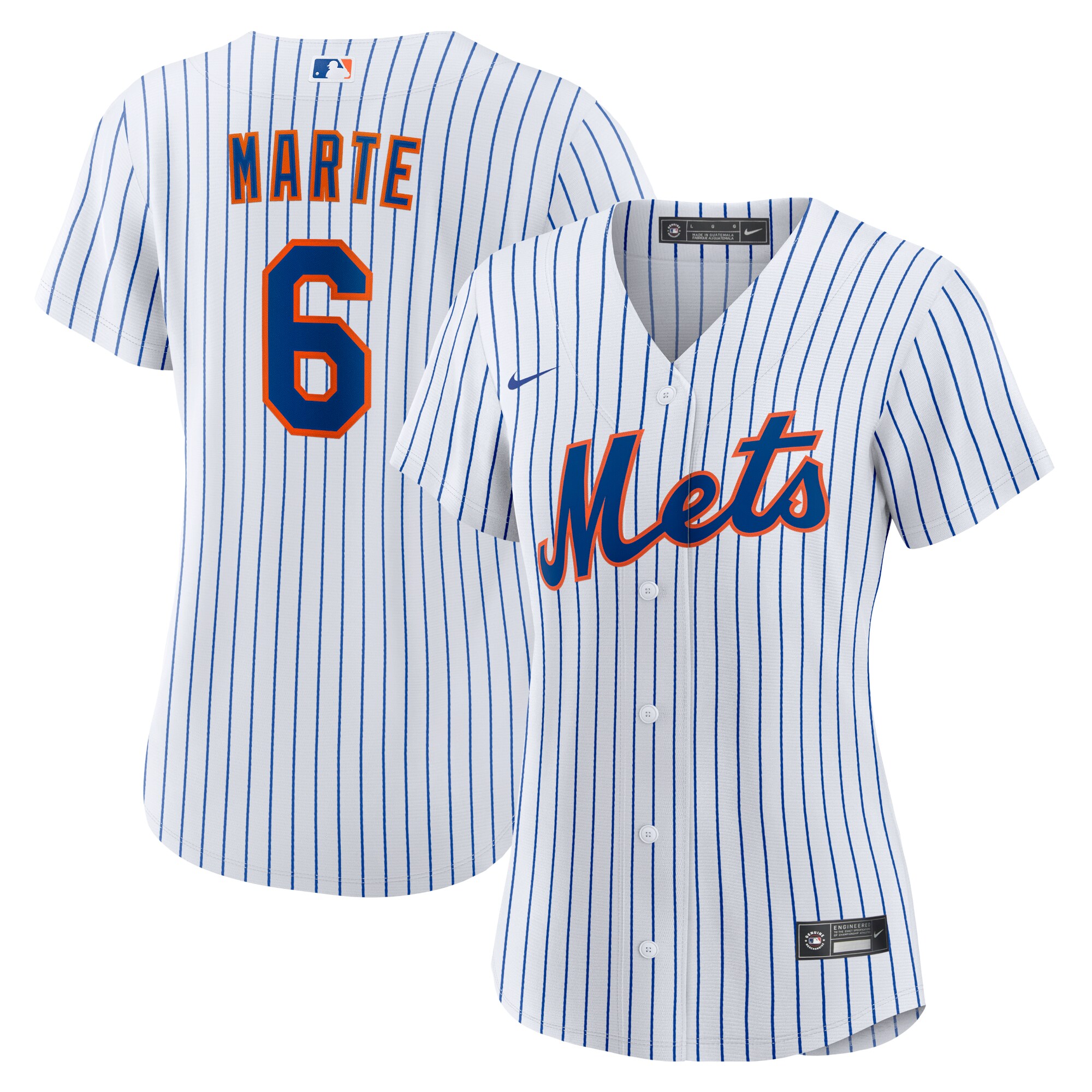 Women's New York Mets Starling Marte White Home Player Baseball Jersey 