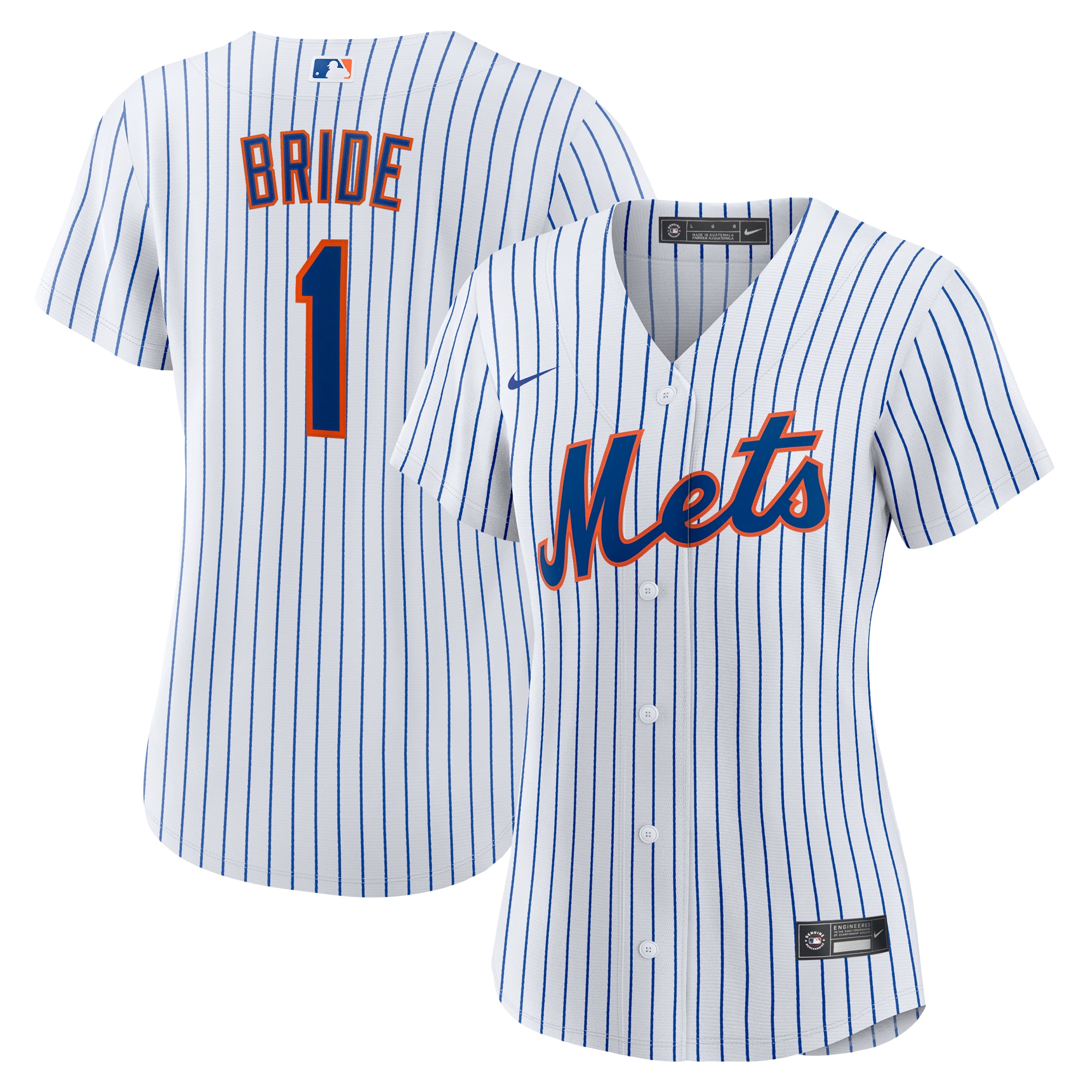 Women's New York Mets White #1 Bride Home Baseball Jersey 