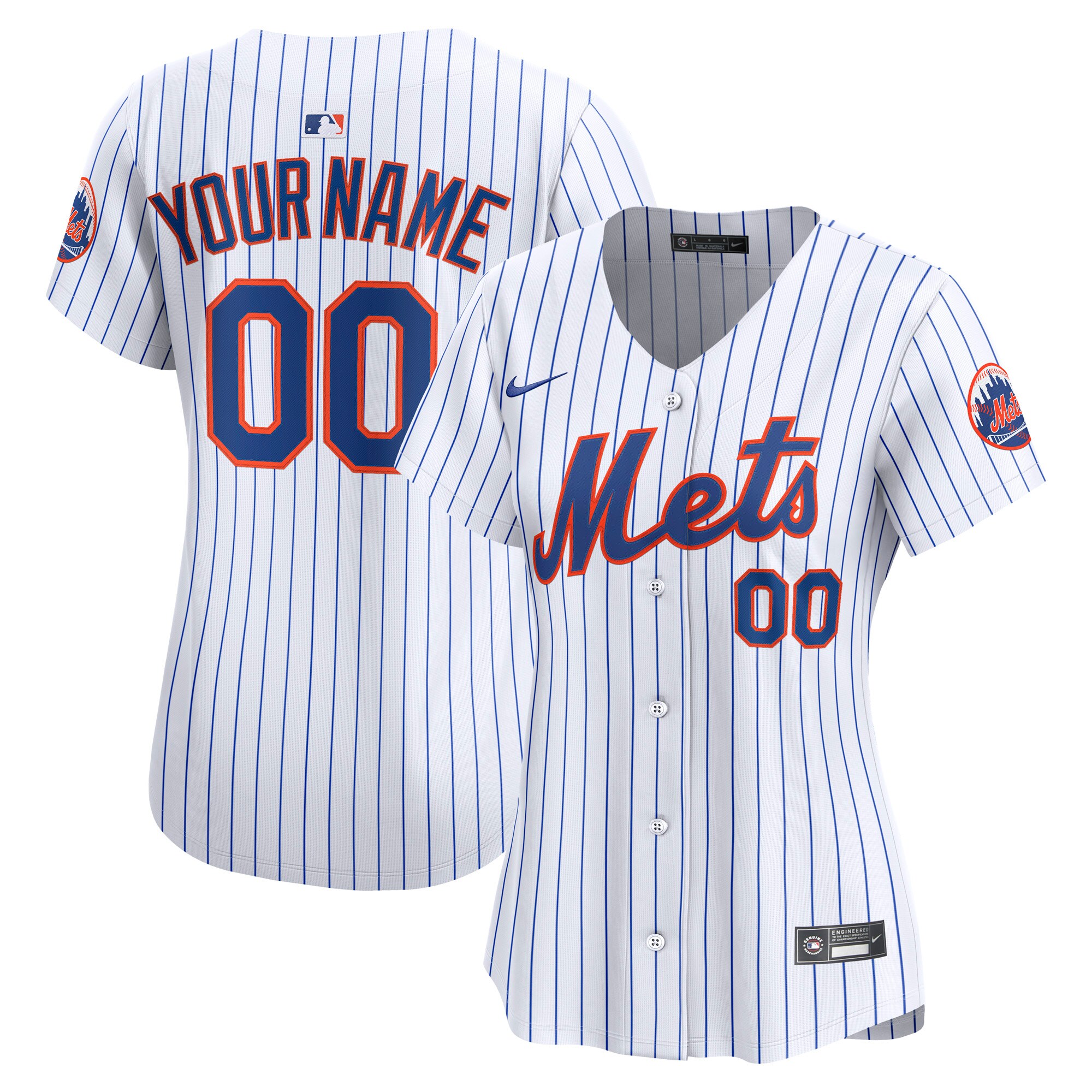 Women's New York Mets White Home Limited Custom Baseball Jersey 