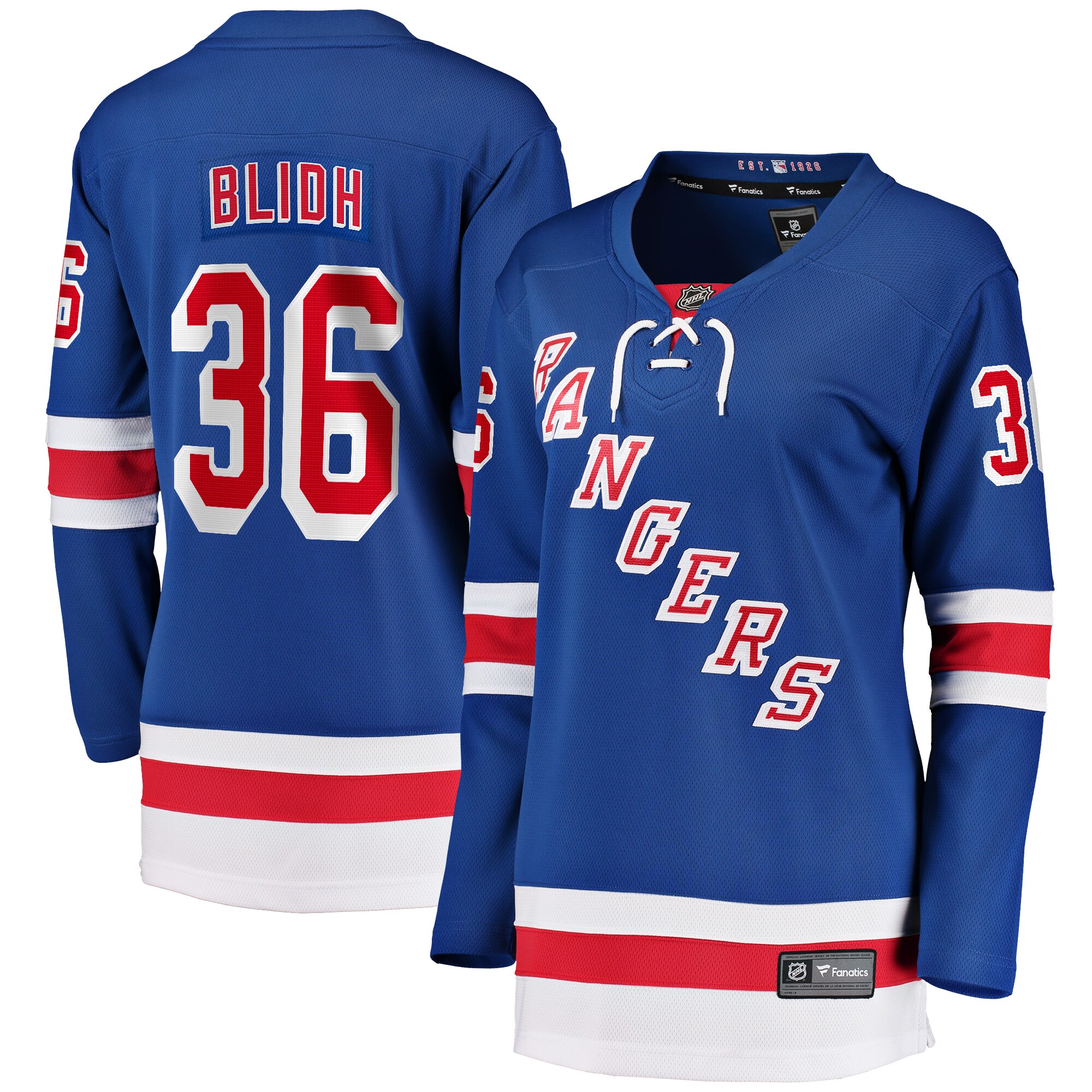 Women's New York Rangers Anton Blidh Blue Home Breakaway Player Hockey Jersey - JS533 