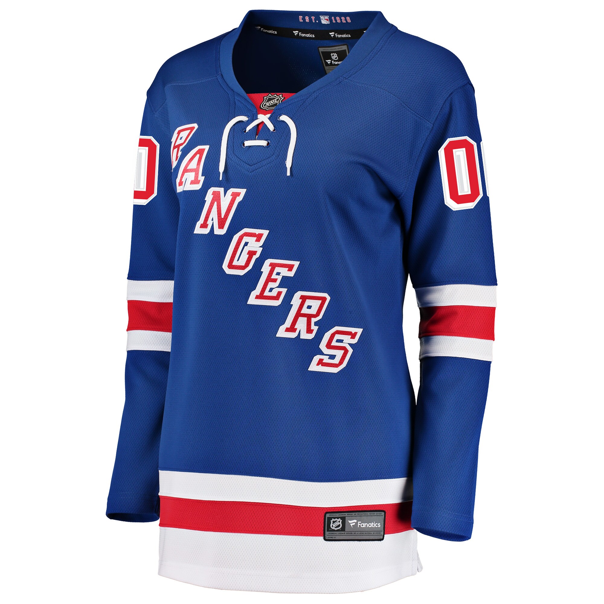 Alternative view of Women's New York Rangers Blue Home Breakaway Custom Hockey Jersey - JS477 