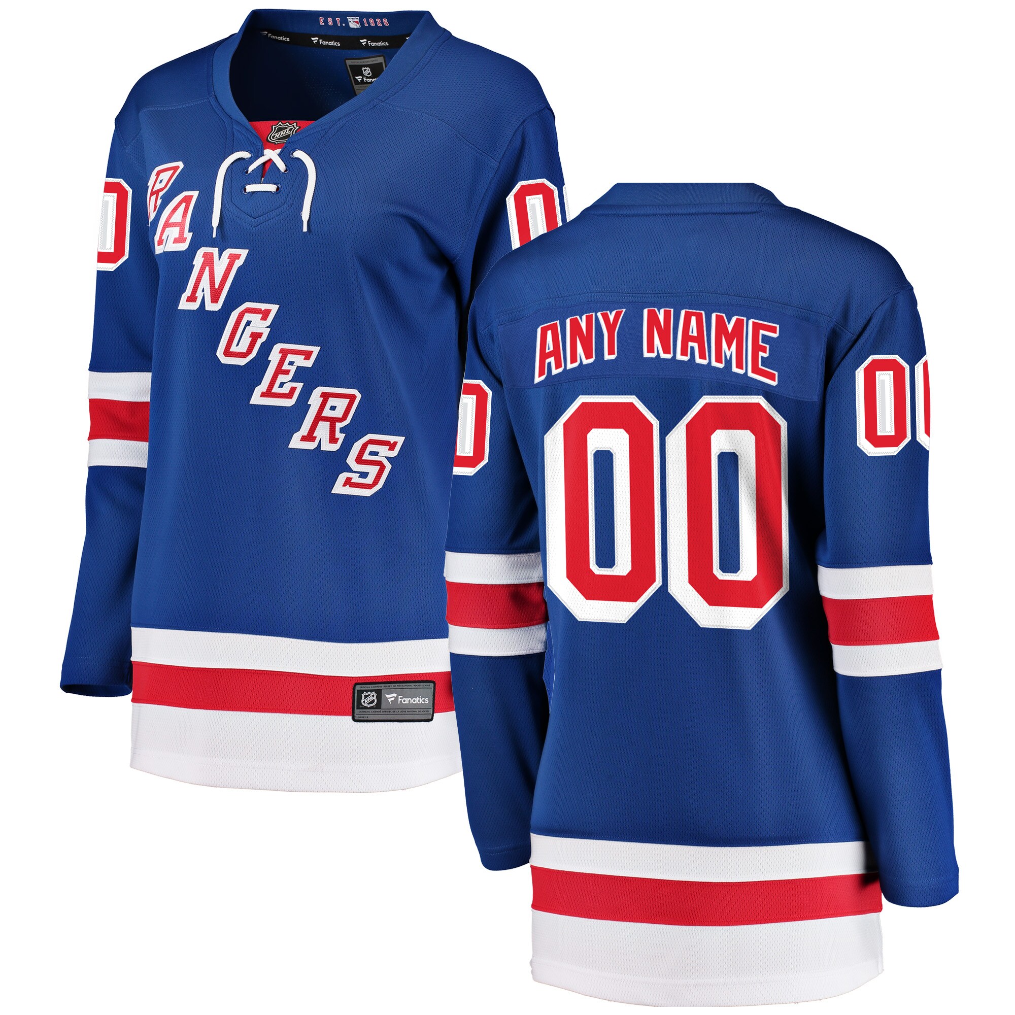 Women's New York Rangers Blue Home Breakaway Custom Hockey Jersey - JS477 